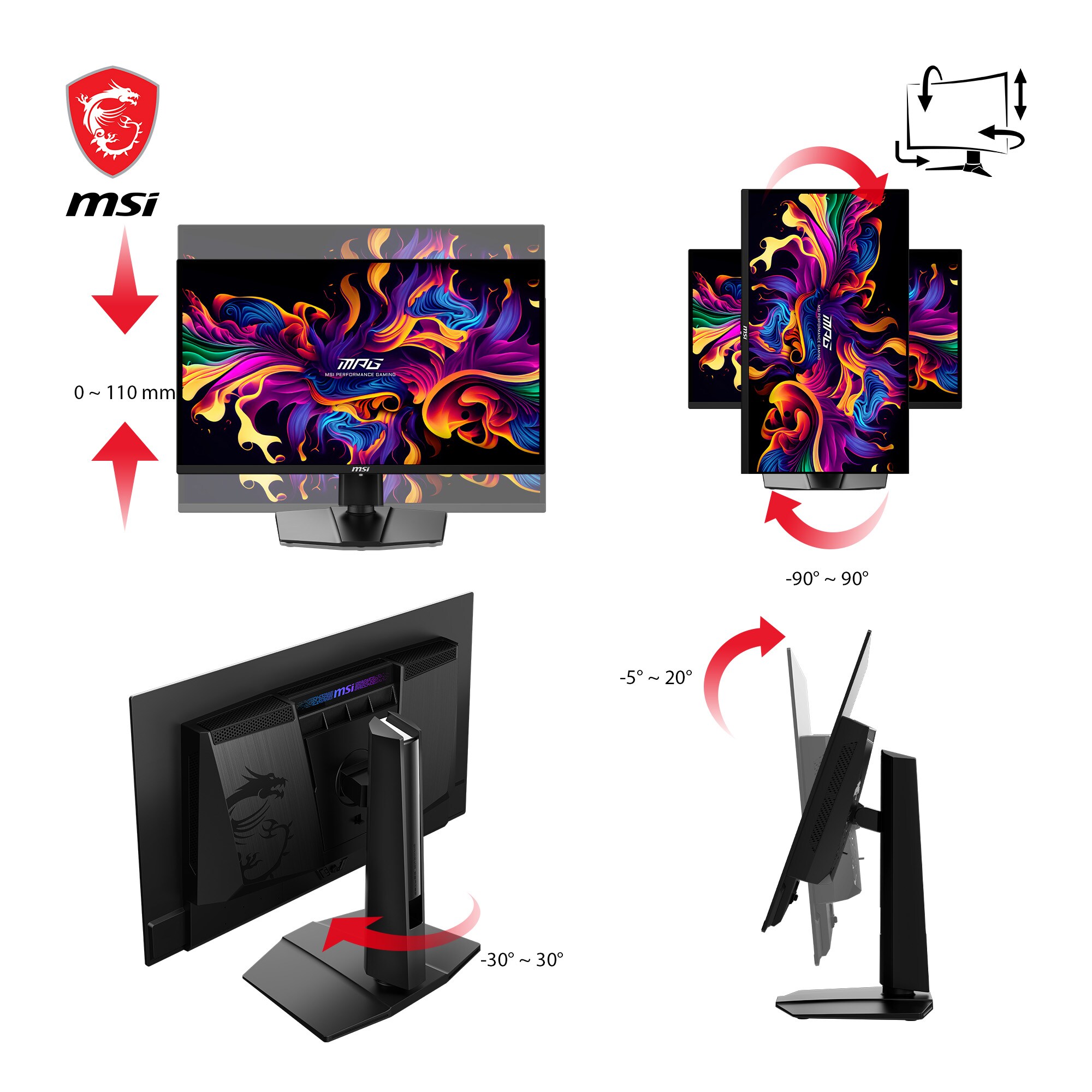 MSI Optix 271QRXDE QD-OLED 69cm (27") QHD Monitor 16:9 DP/HDMI/USB-C 65W 360Hz