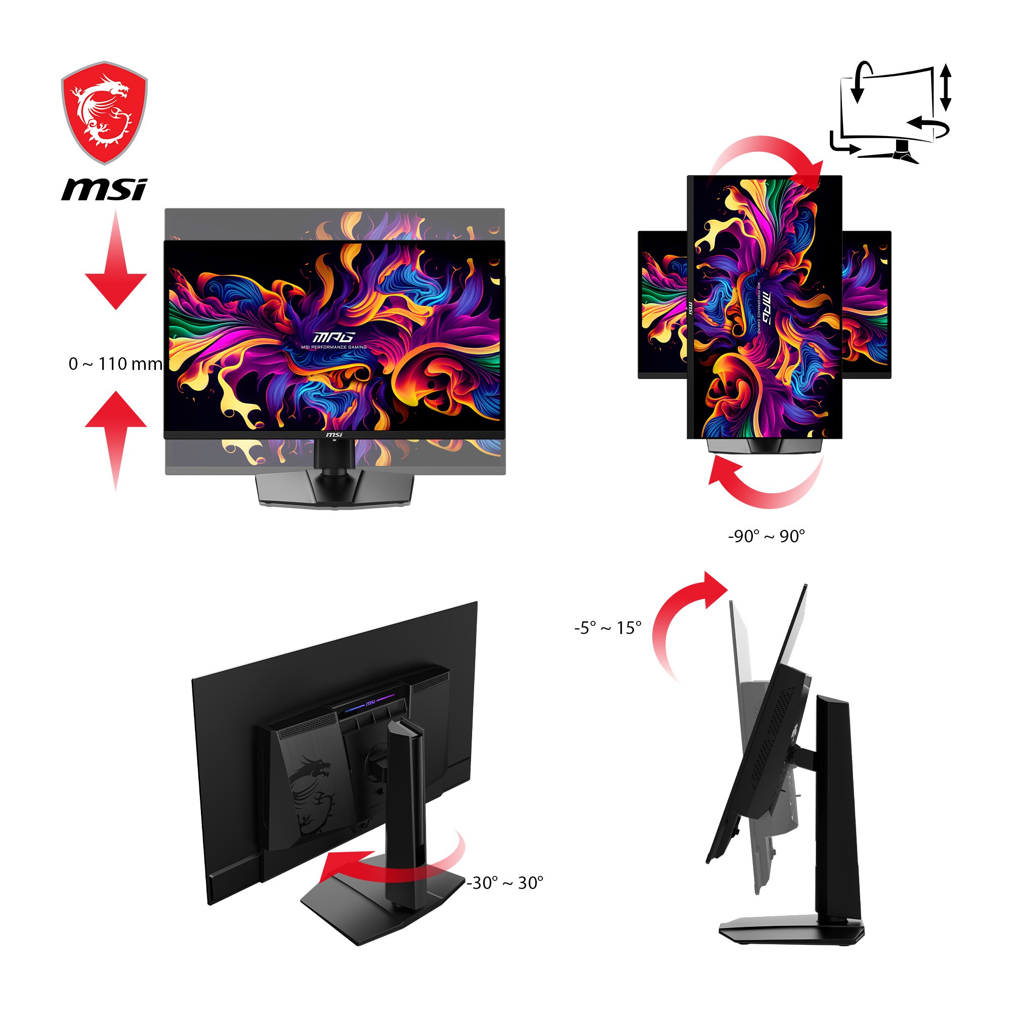 MSI MPG 321URXDE QD-OLED 80cm (31,5") 4K Monitor 16:9 HDMI/DP/USB-C PD90W 240Hz