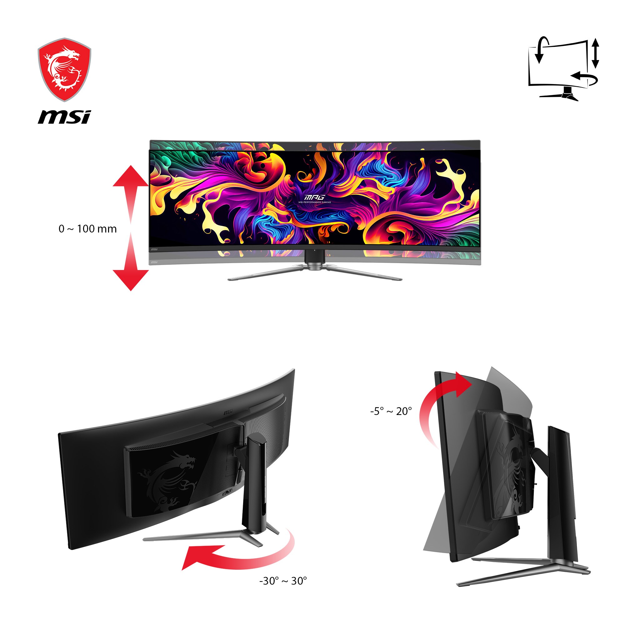 MSI MPG 491CQPDE QD-OLED 124,5cm (49") DQHD Monitor Curved 32:9 HDMI/DPUSB-C 90W