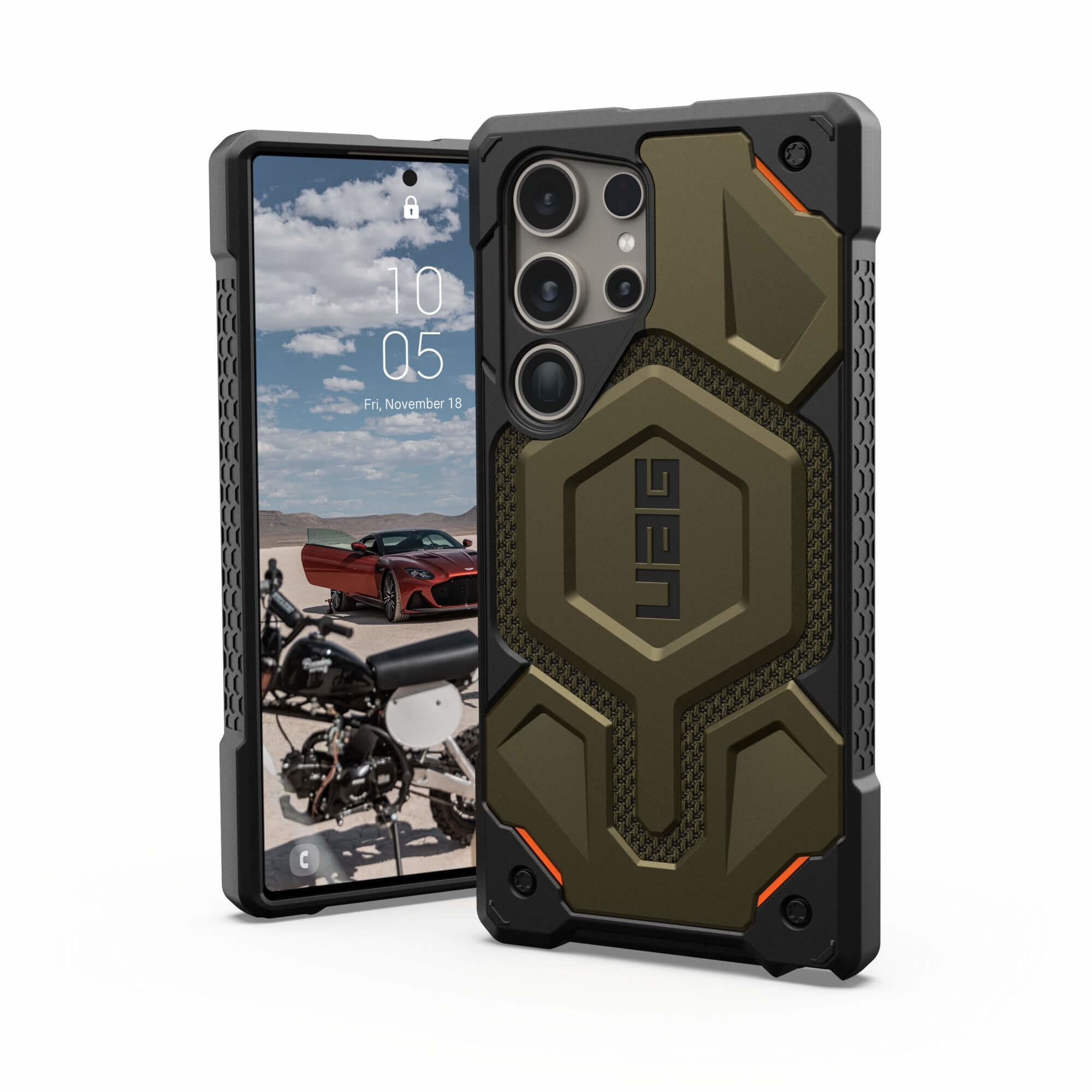 UAG Urban Armor Gear Monarch Case Samsung Galaxy S24 Ultra kevlar element grün