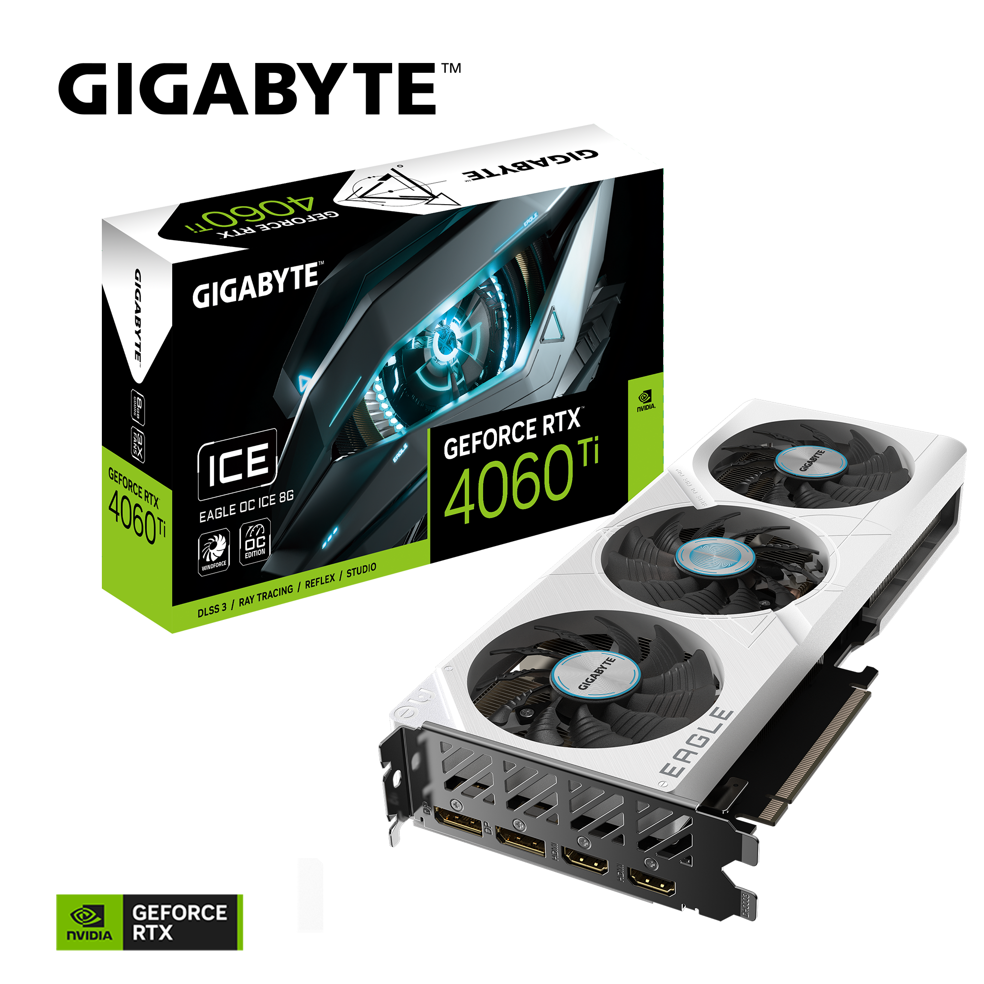 GIGABYTE GeForce RTX 4060Ti EAGLE OC ICE 8GB GDDR6 Grafikkarte 2xHDMI 2xDP