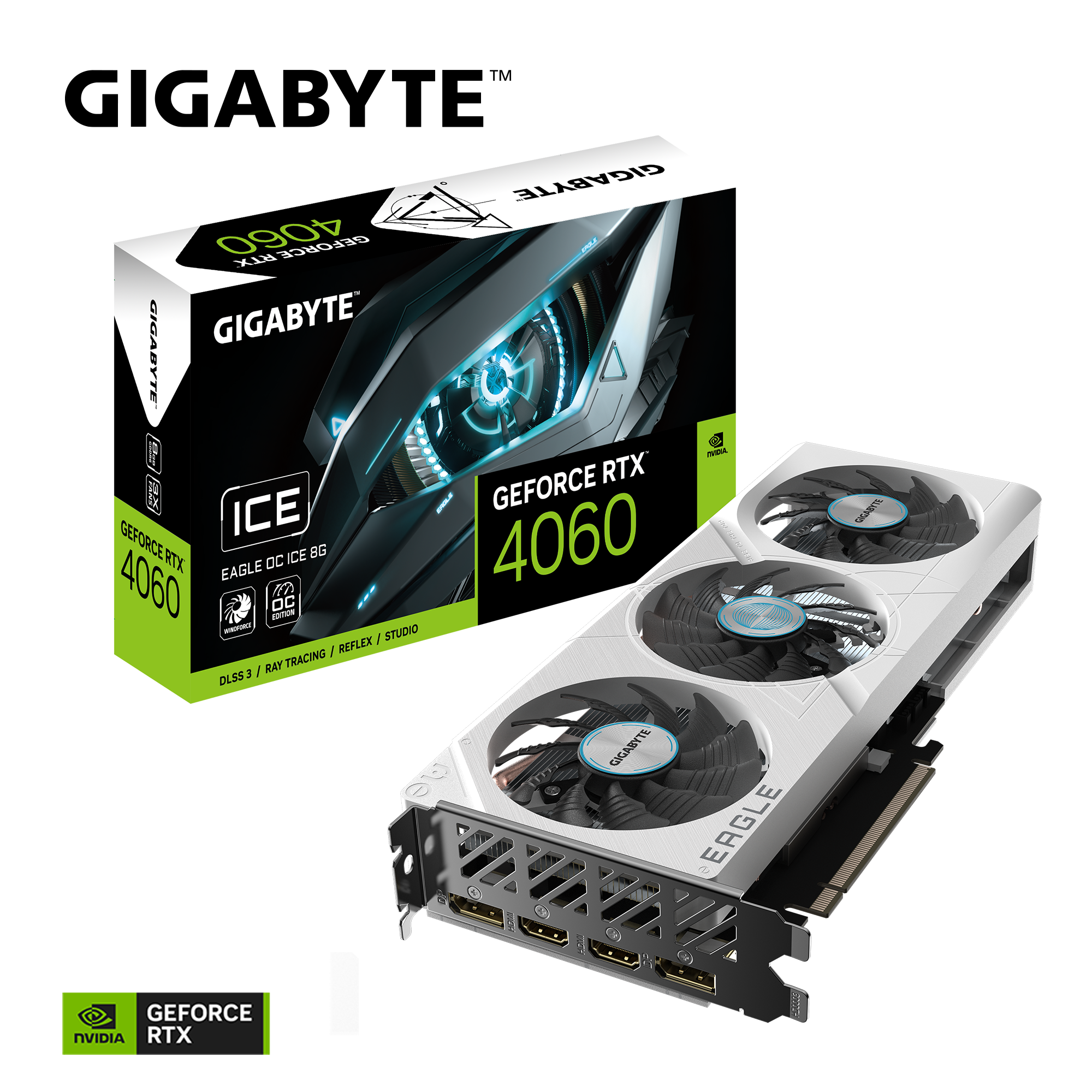 GIGABYTE GeForce RTX 4060 EAGLE OC ICE 8GB GDDR6 Gaming Grafikkarte 2xHDMI 2xDP