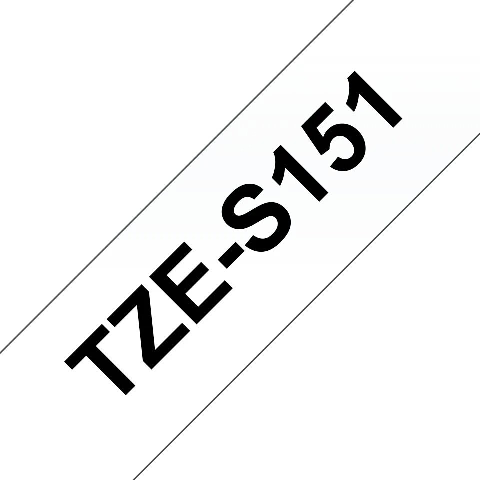 Brother TZe-S151 Schriftband, 24mm x 8m, schwarz auf transparent, stark klebend