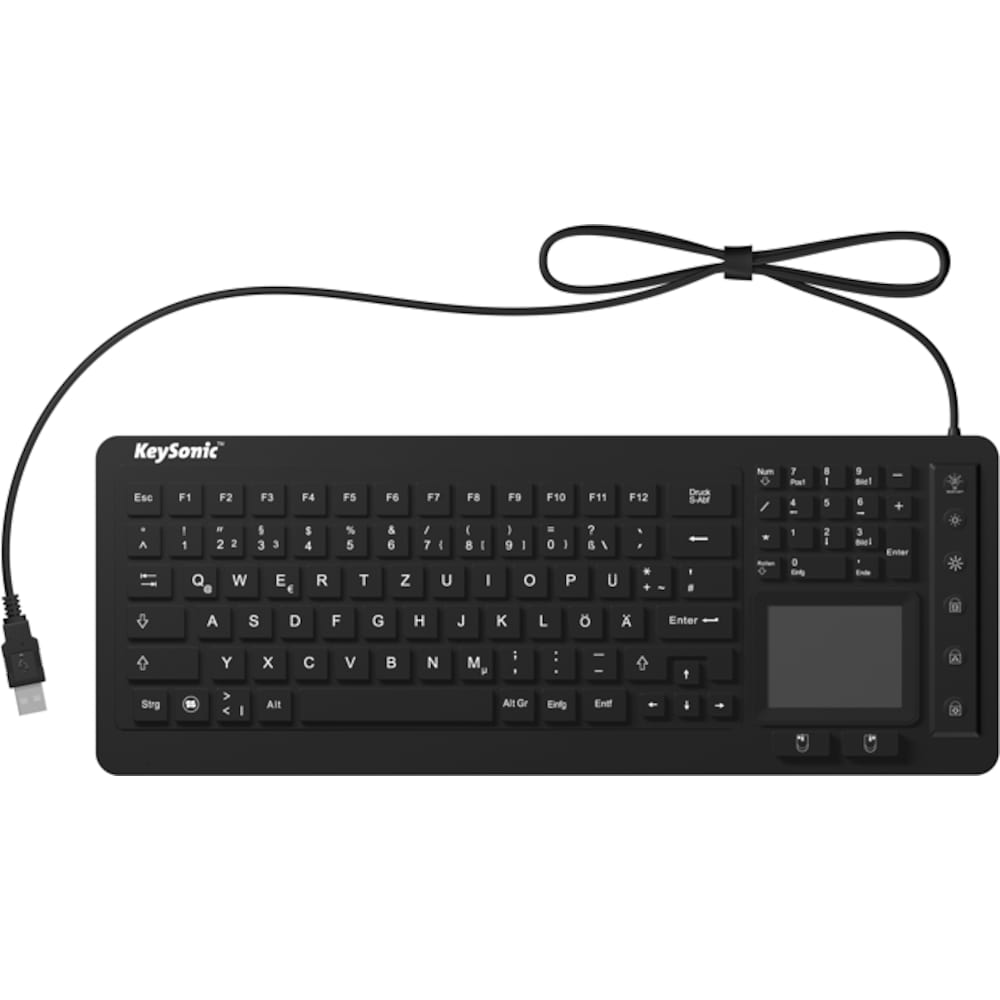 KeySonic KSK-6231 INEL Industrietastatur mit Touchpad, beleuchtet dt. schwarz