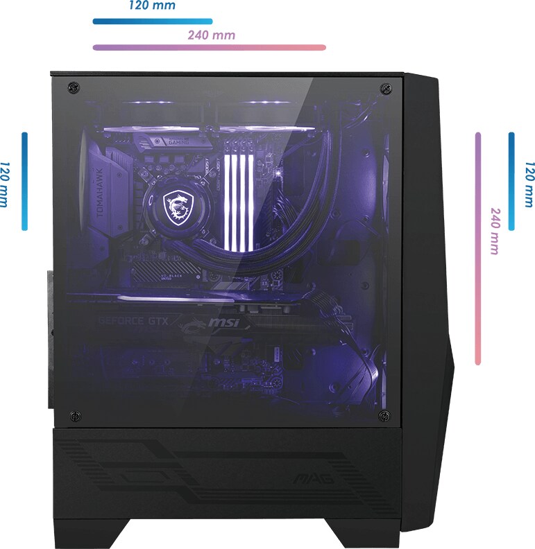 MSI MAG Forge 100M MIDI Tower Gaming Gehäuse, Echtglas Seitenfenster, RGB