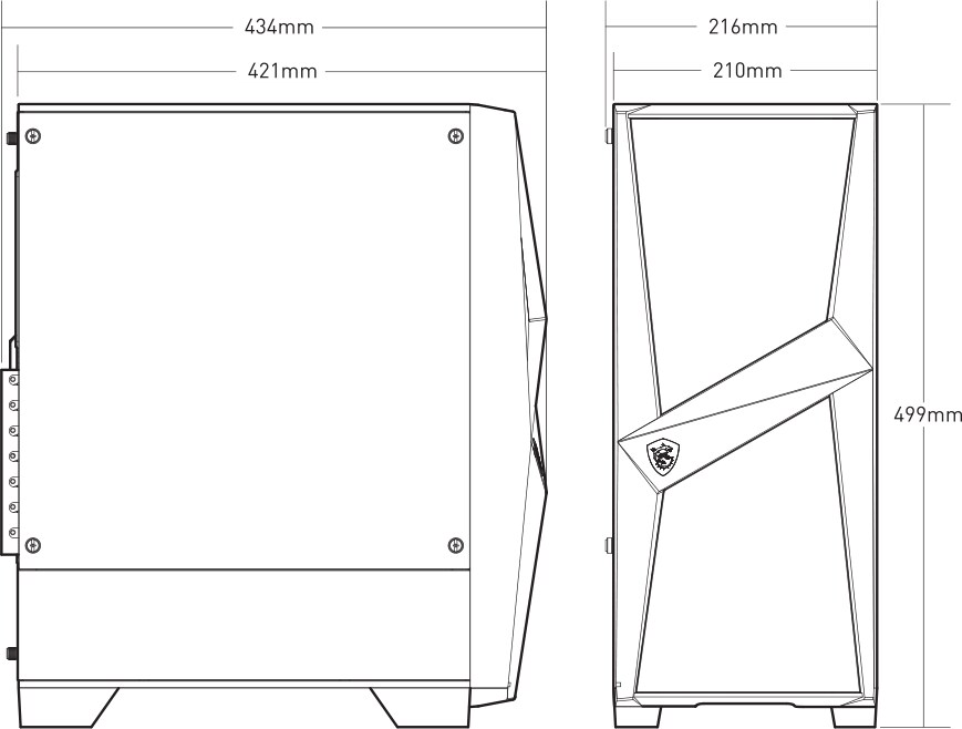 MSI MAG Forge 100M MIDI Tower Gaming Gehäuse, Echtglas Seitenfenster, RGB