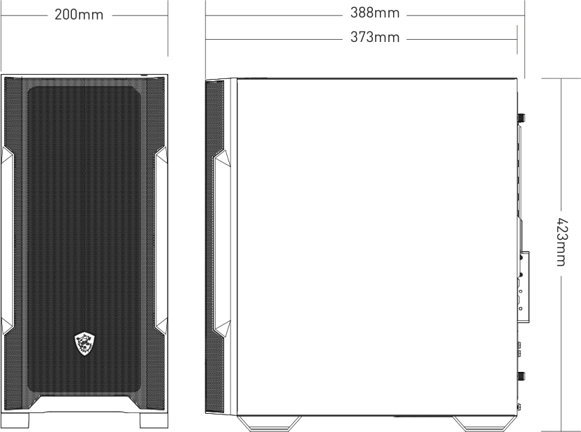 MSI MAG Forge M100R MIDI Tower Gaming Gehäuse, Echtglas Seitenfenster, ARGB