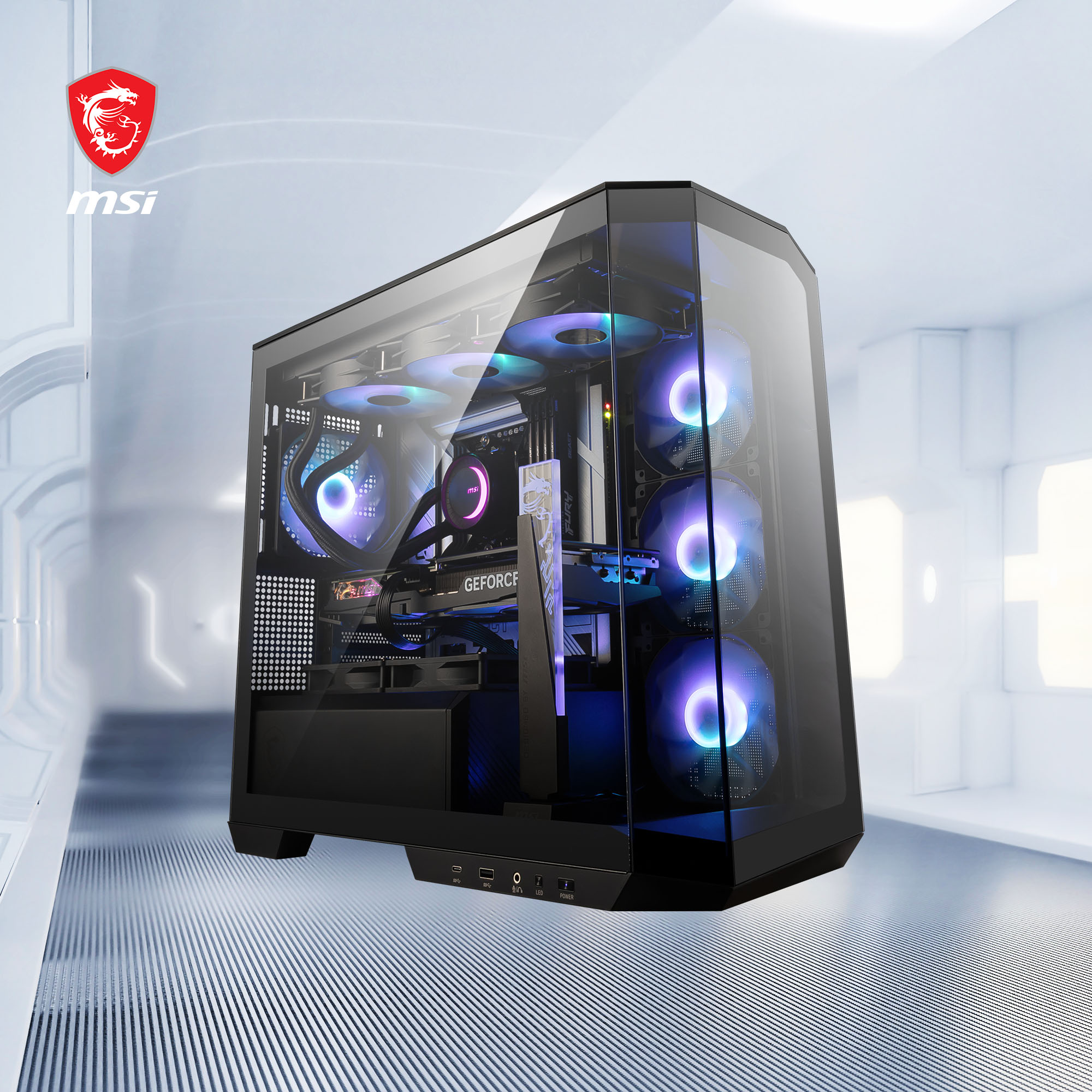 MSI MAG Pano M100R PZ MINI Tower Gaming Gehäuse, Echtglas Seitenfenster, Schwarz