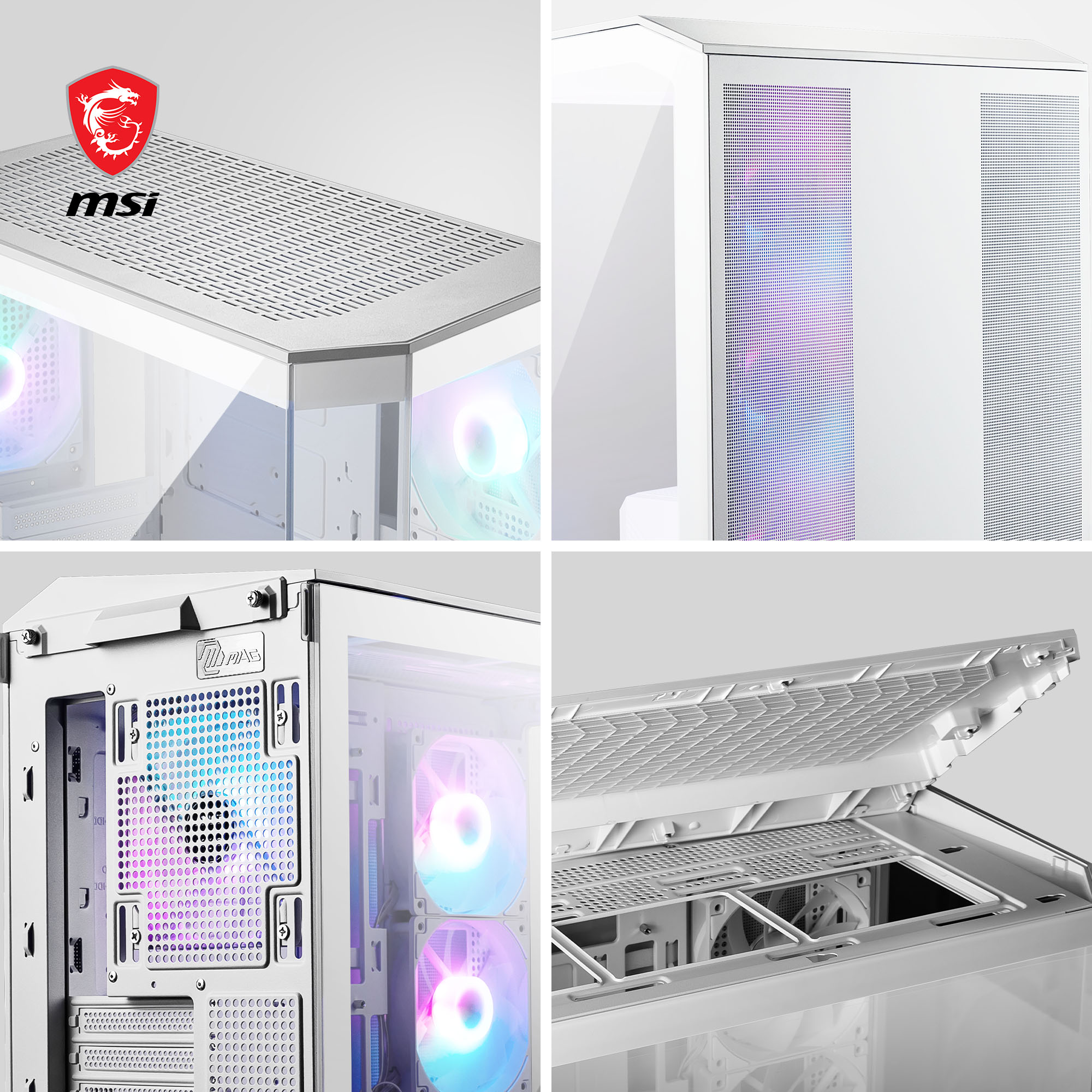 MSI MAG Pano M100R PZ MINI Tower Gaming Gehäuse, Echtglas Seitenfenster, Weiß