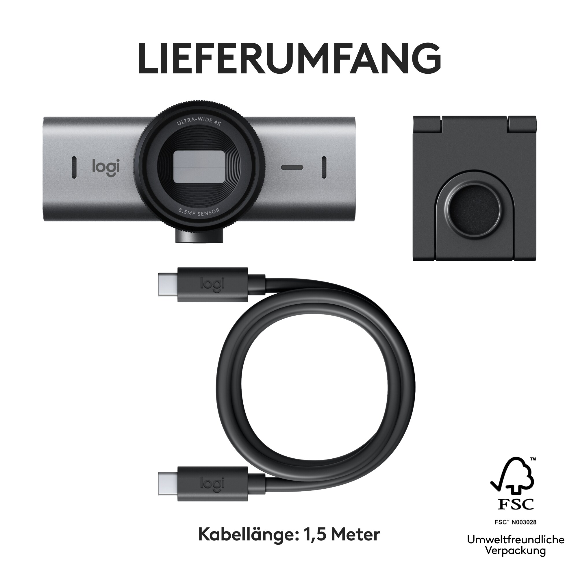 Logitech MX Brio Ultra Grafit - Webcam mit 4K für Zusammenarbeit und Streaming