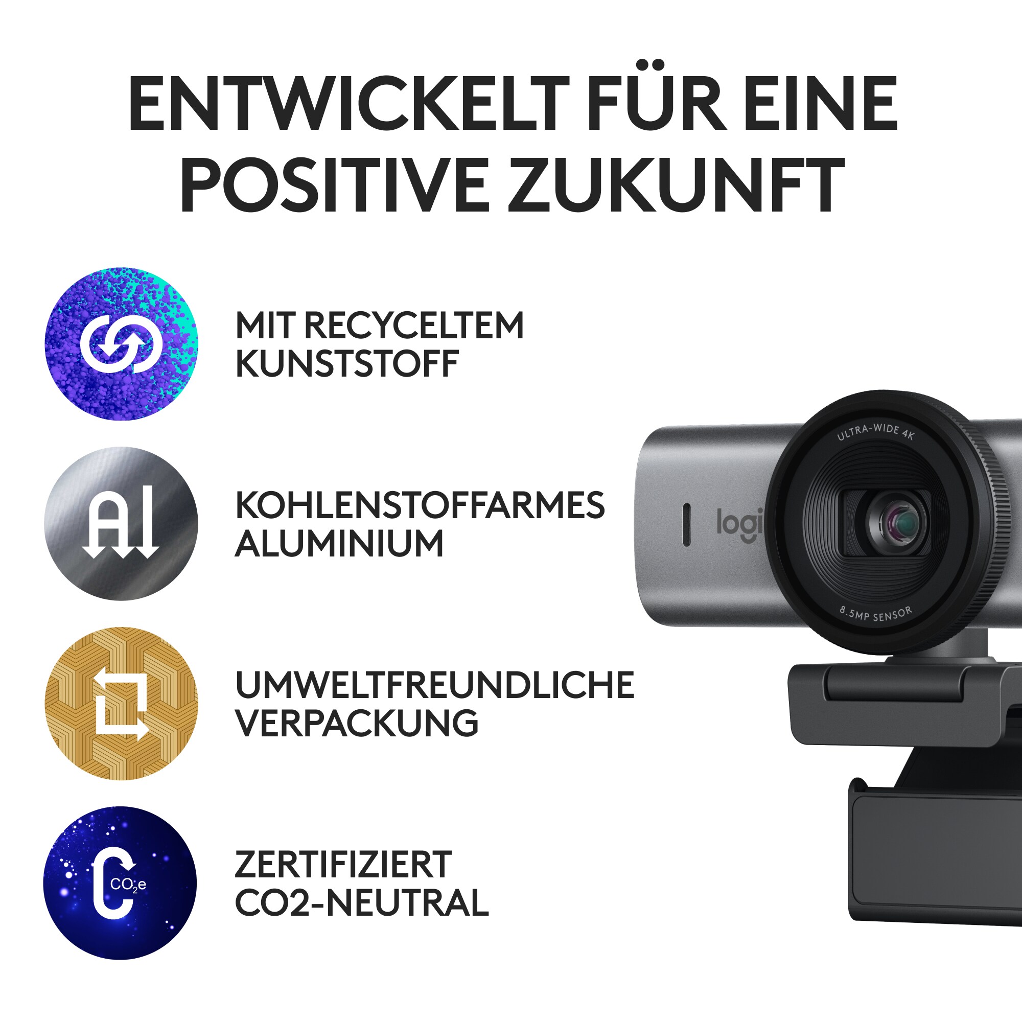 Logitech MX Brio Ultra Grafit - Webcam mit 4K für Zusammenarbeit und Streaming