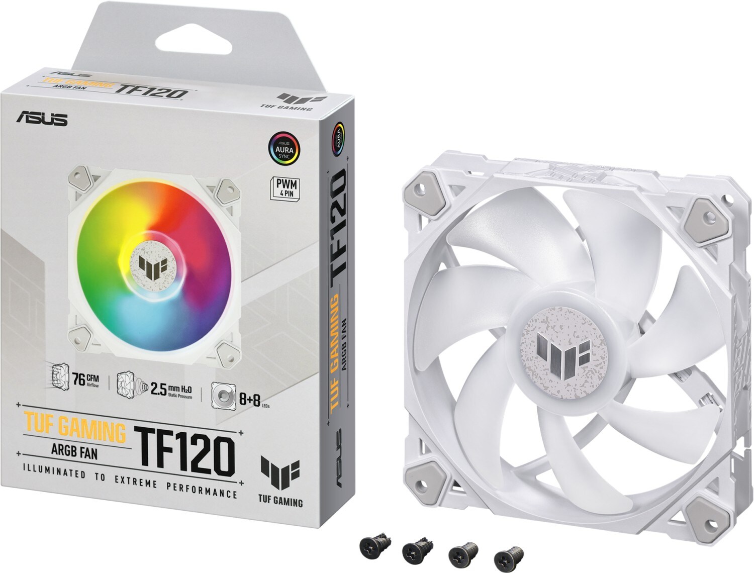 ASUS TUF GAMING TF120 ARGB Gehäuselüfter, white 120 mm, PWM