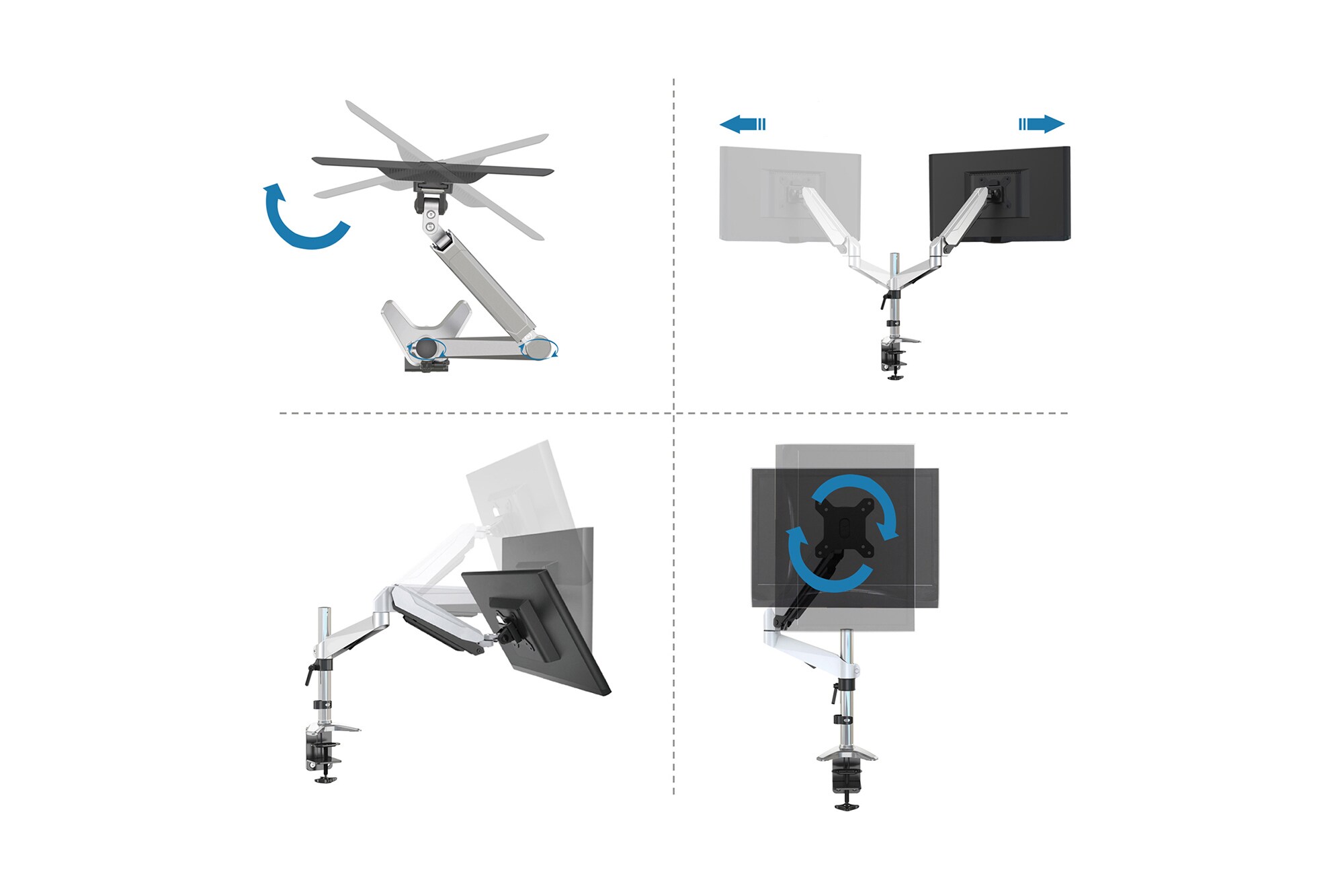 DIGITUS Universal Single Monitorhalter mit Gasdruckfeder und Klemmbefestigung