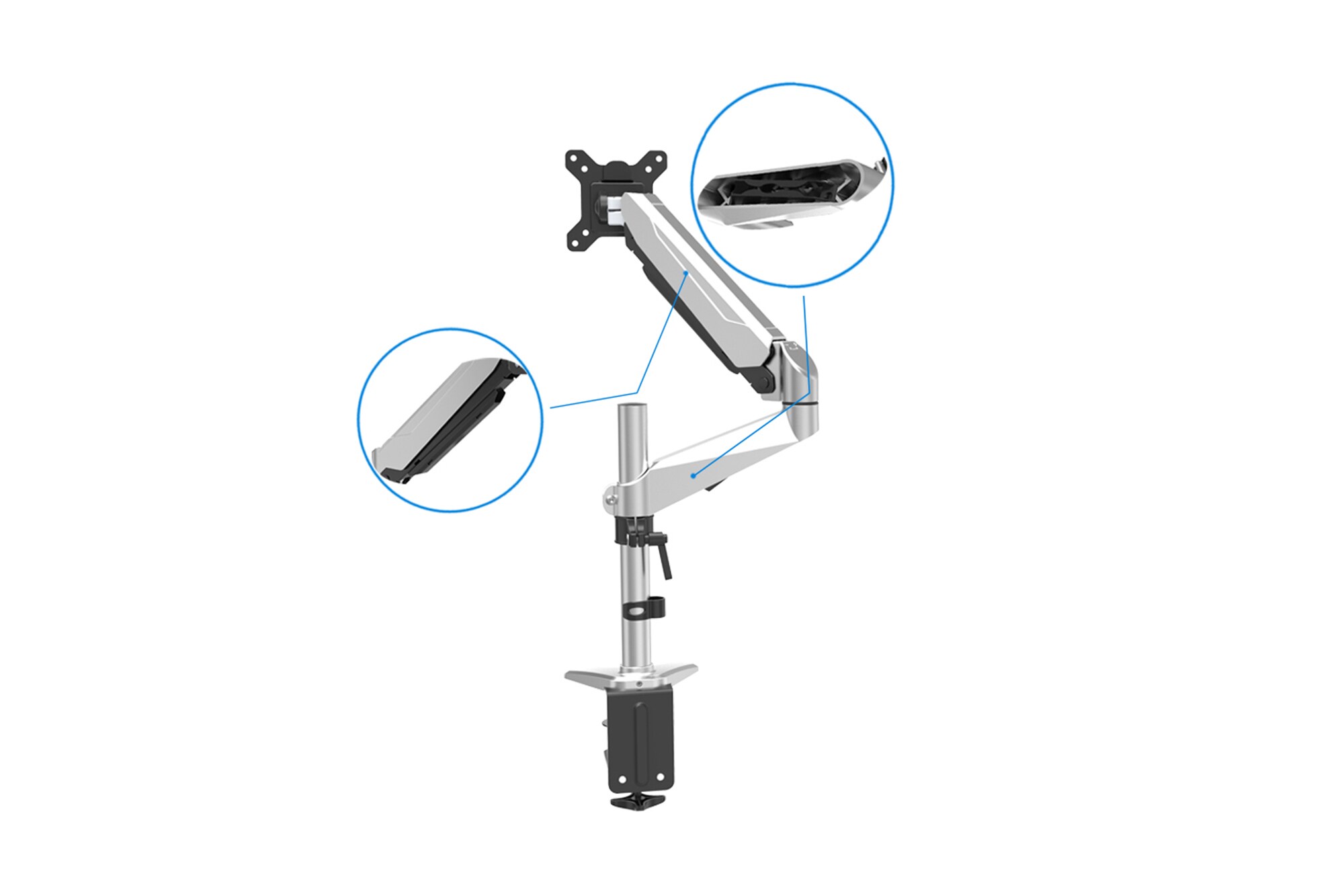 DIGITUS Universal Single Monitorhalter mit Gasdruckfeder und Klemmbefestigung