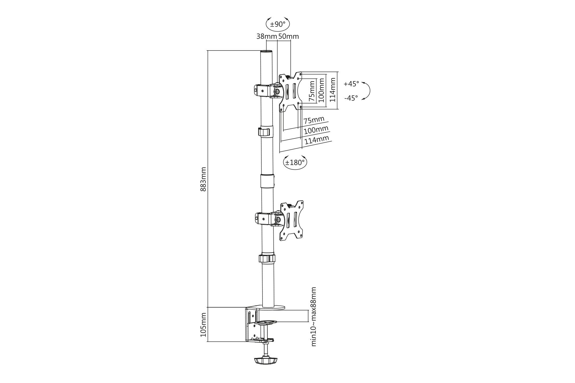 DIGITUS Universal Dual Monitorhalter, Vertikal