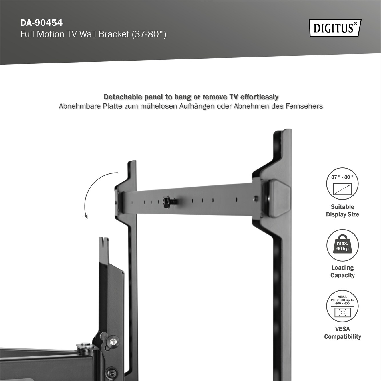 DIGITUS Full Motion TV-Wandhalterung (37-80")