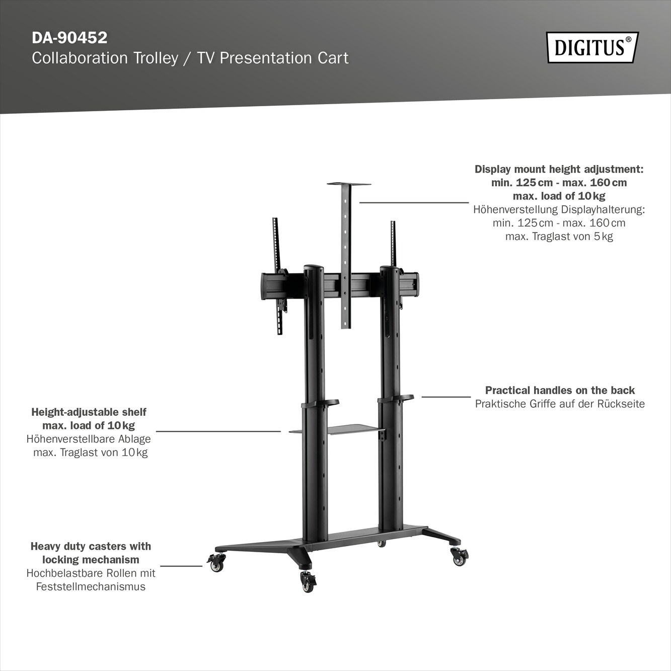 DIGITUS Collaboration Trolley / TV Präsentationswagen