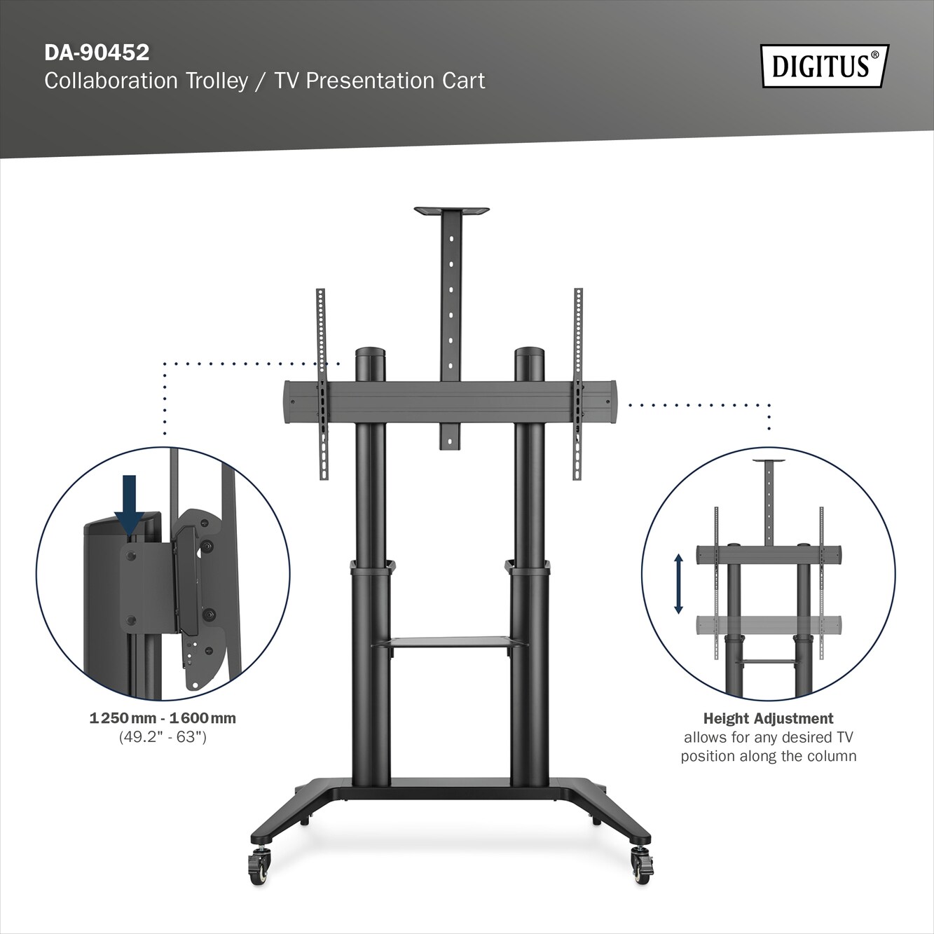 DIGITUS Collaboration Trolley / TV Präsentationswagen