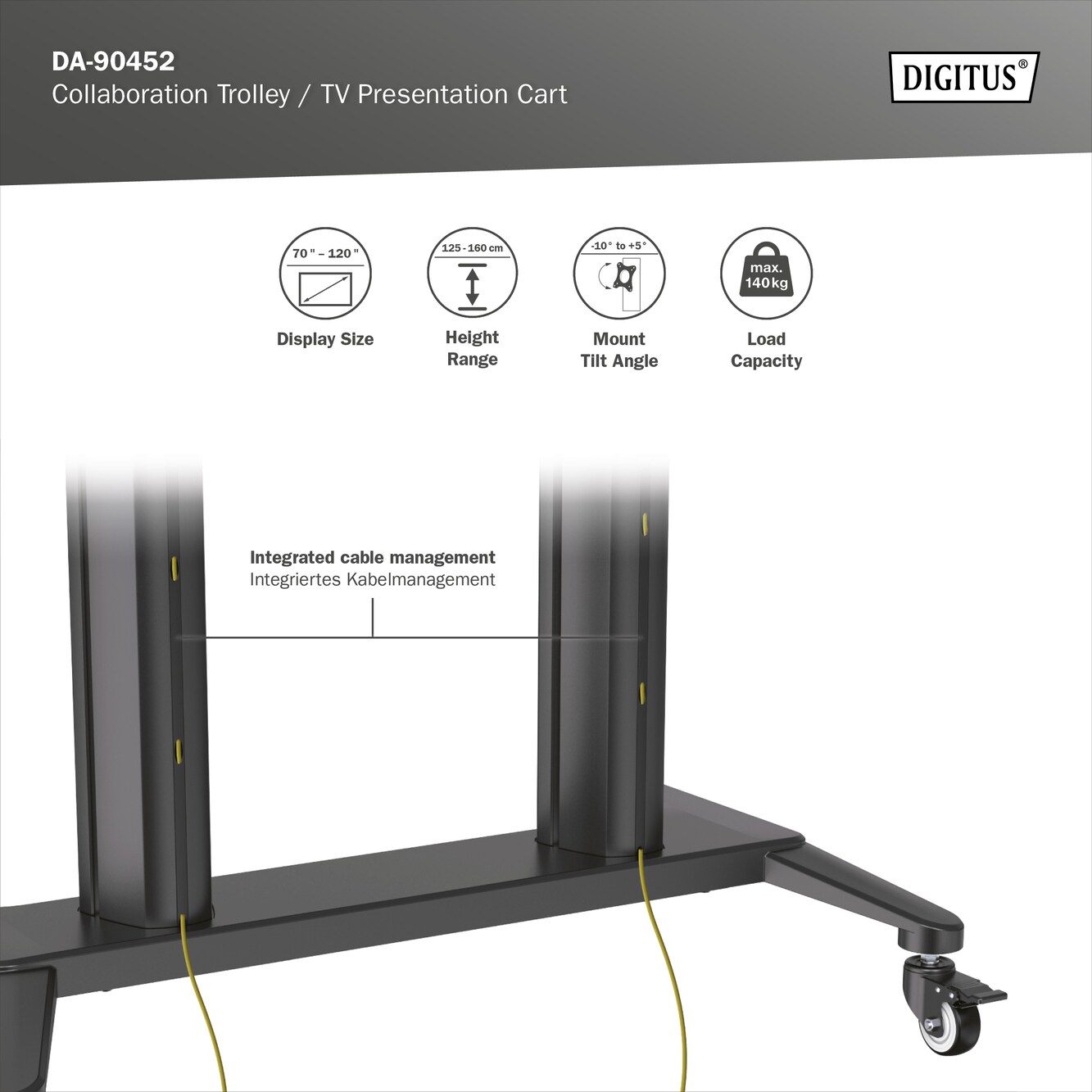 DIGITUS Collaboration Trolley / TV Präsentationswagen