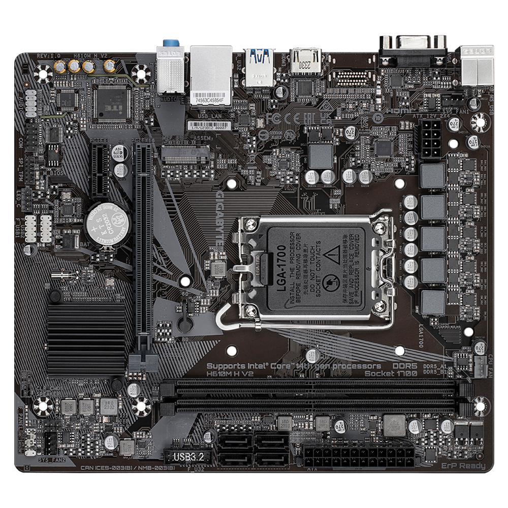 Gigabyte H610M H V2 mATX Mainboard Sockel 1700 HDMI/VGA