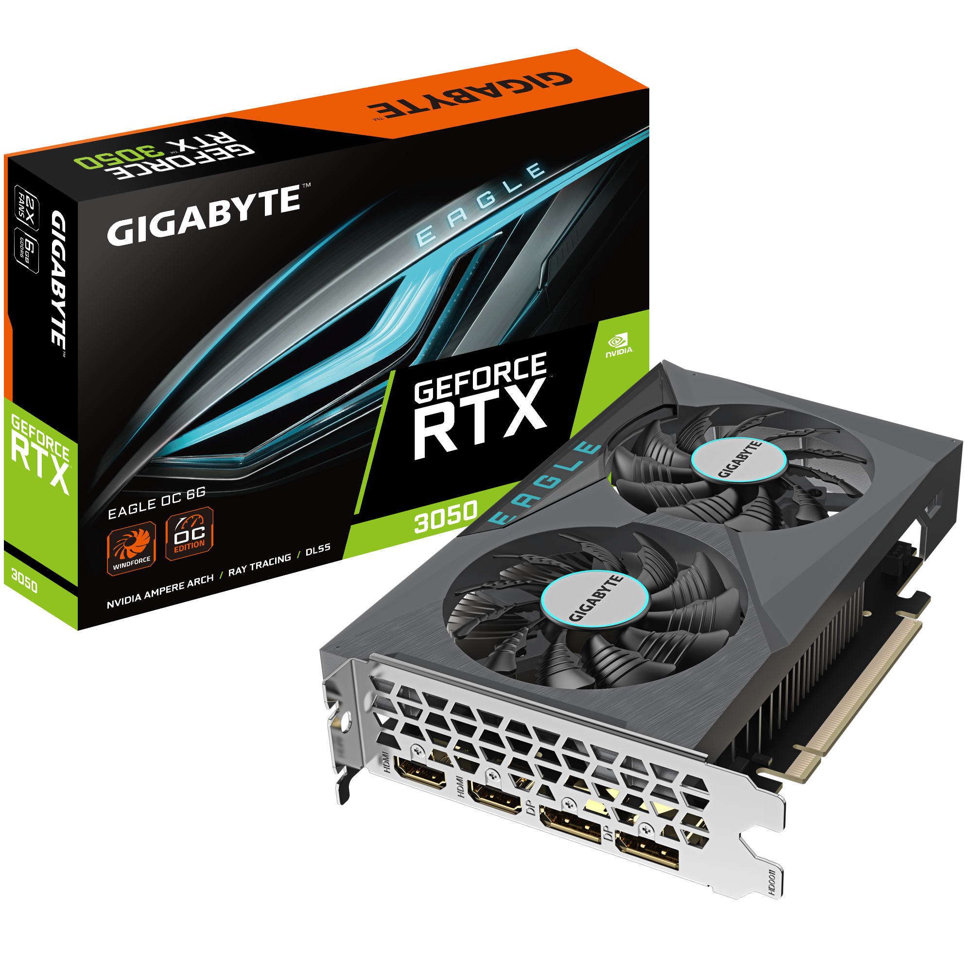 GIGABYTE GeForce RTX 3050 Eagle OC 6GB GDDR6 Grafikkarte 2xHDMI, 2xDP