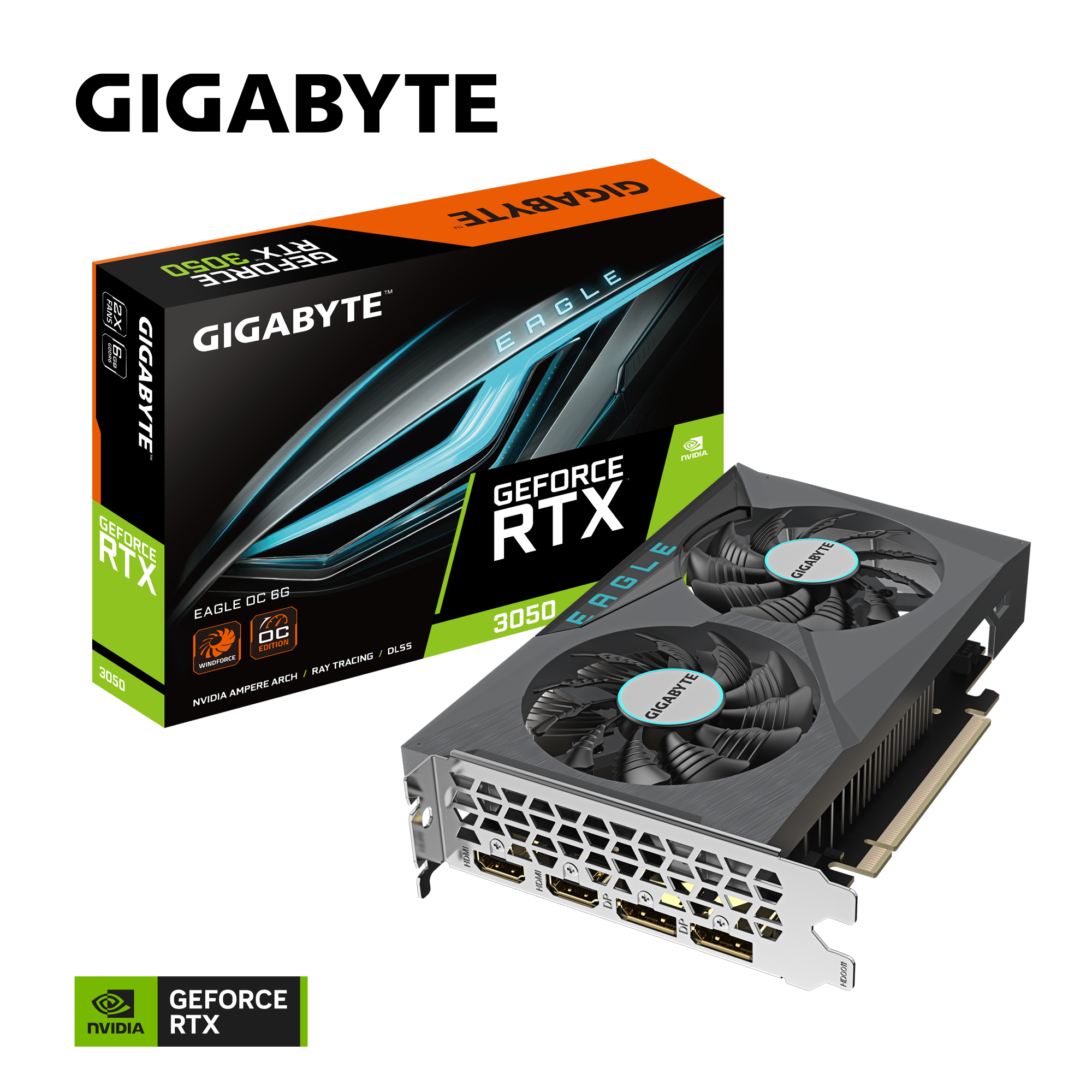 GIGABYTE GeForce RTX 3050 Eagle OC 6GB GDDR6 Grafikkarte 2xHDMI, 2xDP