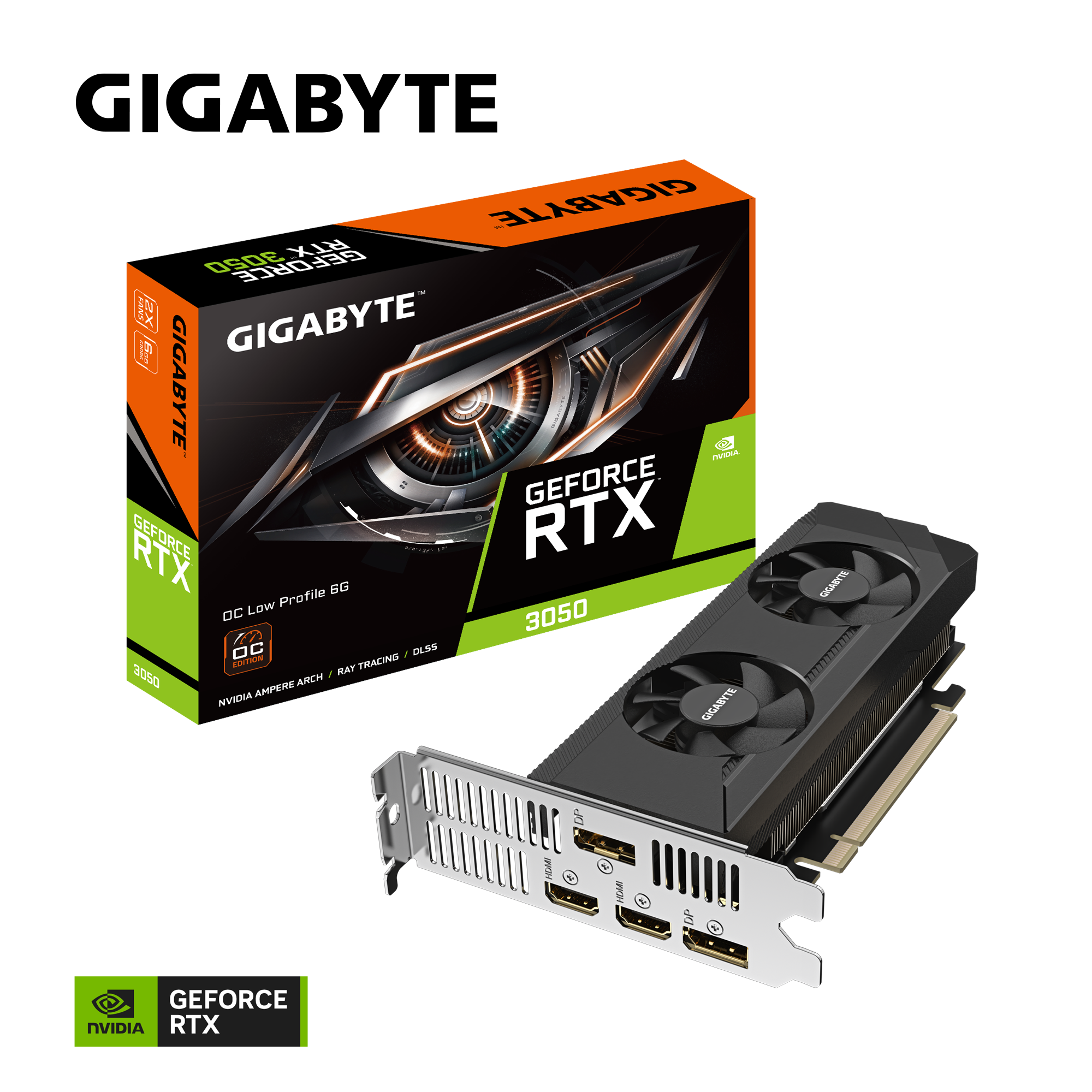 GIGABYTE GeForce RTX 3050 OC Low Profile 6GB GDDR6 Grafikkarte 2xHDMI, 2xDP