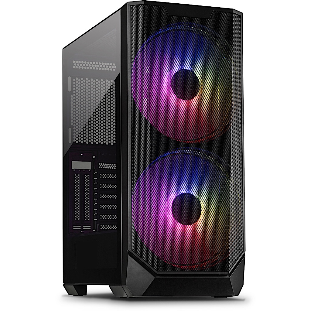 Inter-Tech IT-3503 Airstream ATX RGB Gaming Gehäuse, Tempered Glass, Schwarz