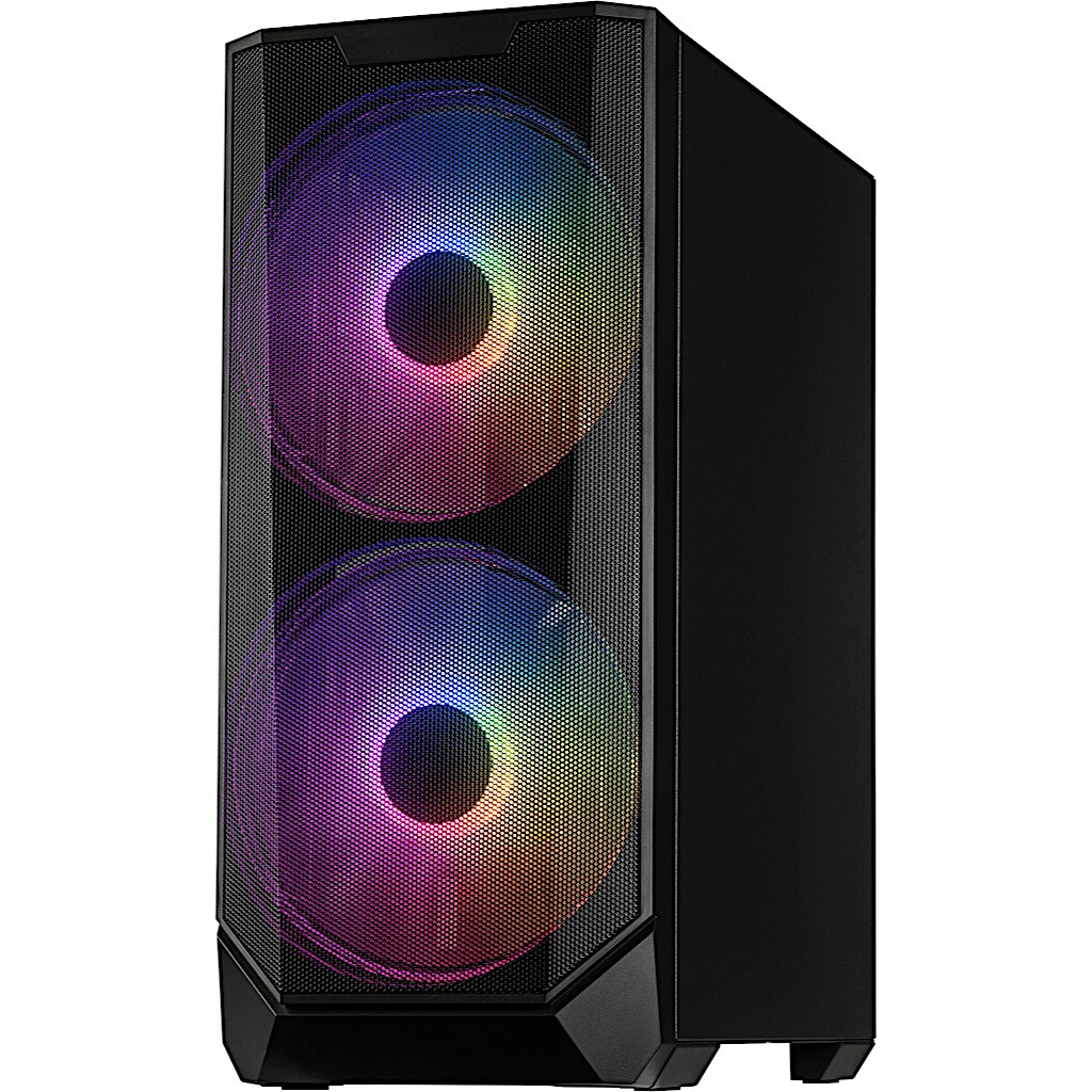 Inter-Tech IT-3503 Airstream ATX RGB Gaming Gehäuse, Tempered Glass, Schwarz