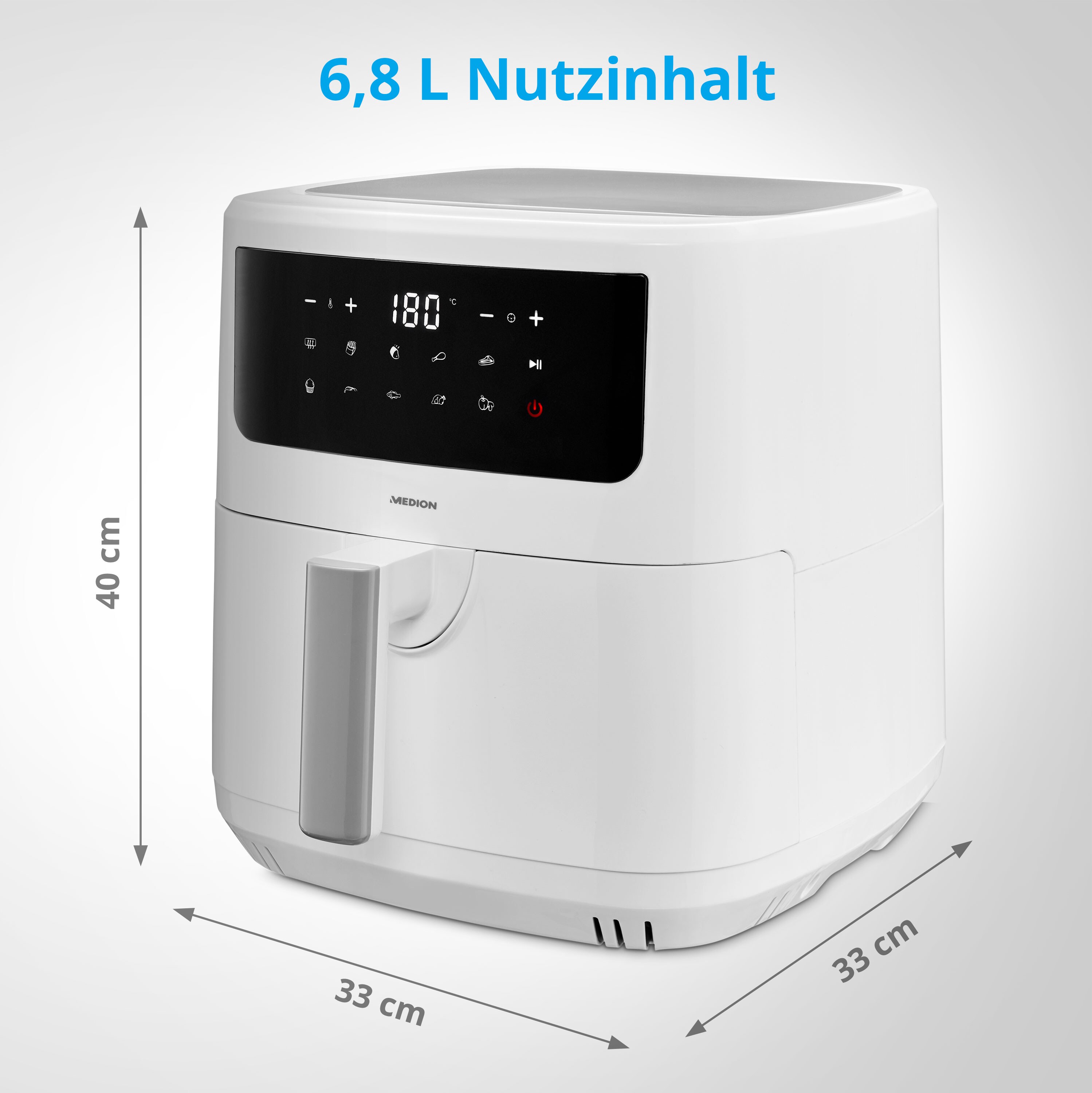 Medion MD 11750 Life P10 XL Duo-Heißluftfritteuse 6,8 l, weiß