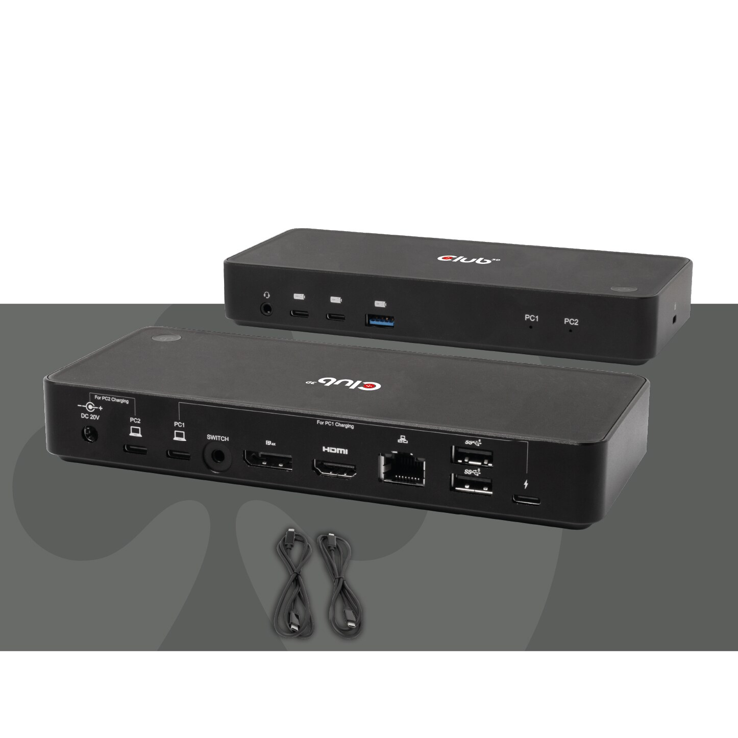 Club 3D KVM Switch/Dock DisplayPort/HDMI 4K60Hz für 2 USB Typ-C Eingänge