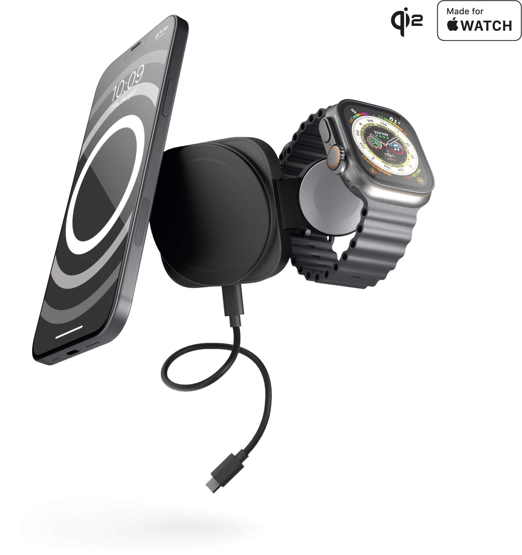 Zens Travel Series 2 in 1 Magnetic Wireless Charger Pro 2 + Watch - schwarz