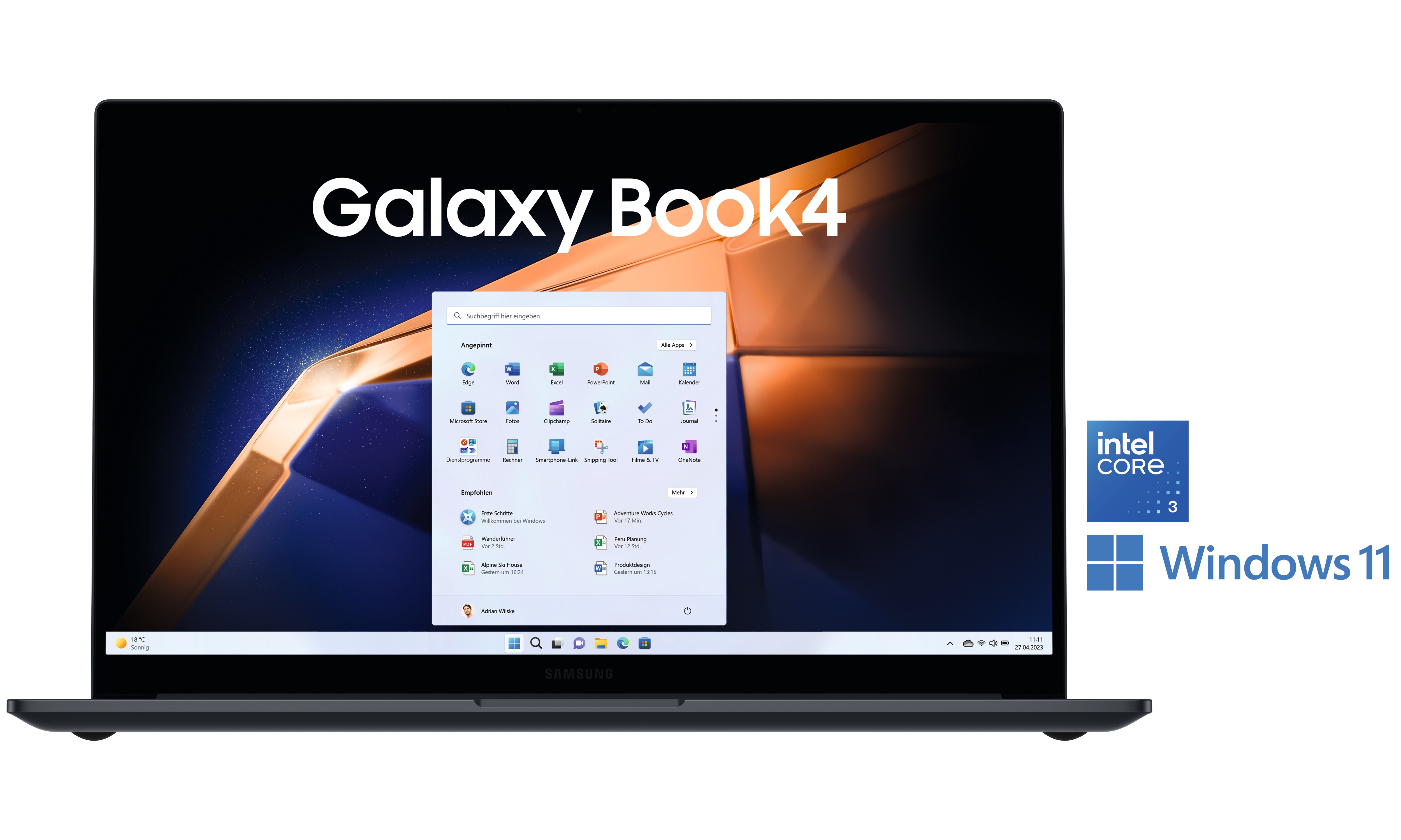 SAMSUNG Galaxy Book4 NP750XGK-KB5DE Core 3 100U 8GB/256GB SSD 15"FHD W11