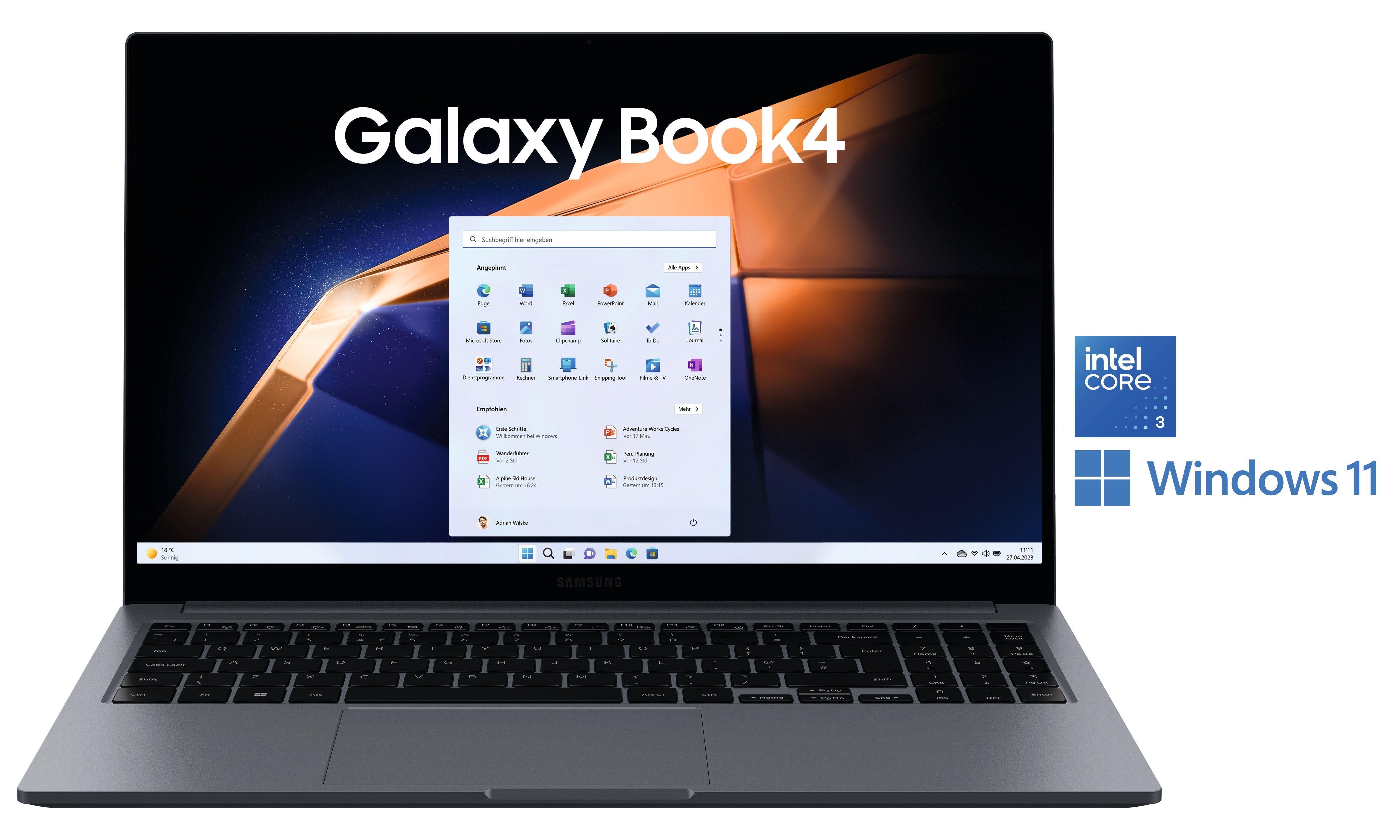 SAMSUNG Galaxy Book4 NP750XGK-KB5DE Core 3 100U 8GB/256GB SSD 15"FHD W11