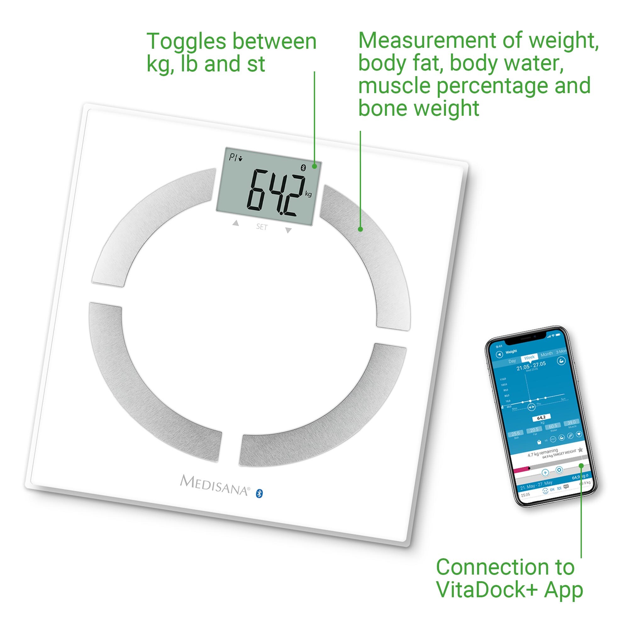 *Medisana BS 444 connect Smarte Körperanalysewaage weiß