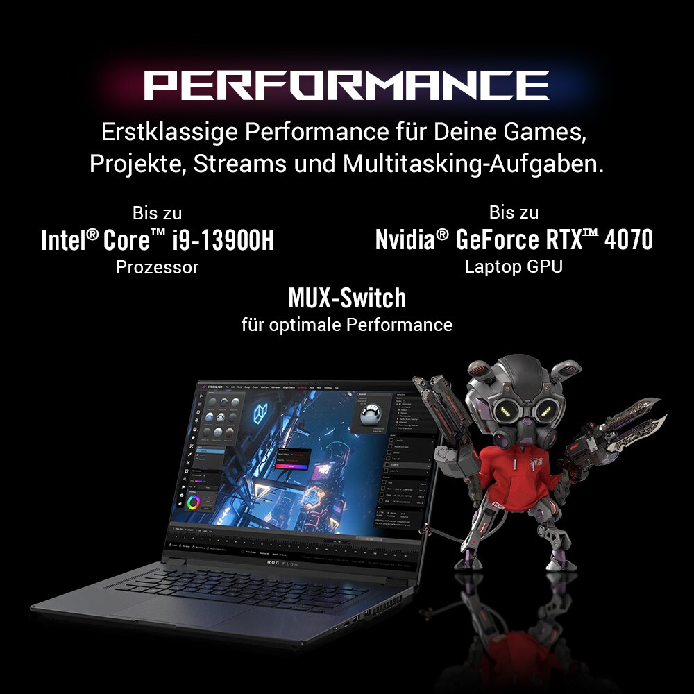 ASUS ROG Flow X16 GV601VI-NL019W 16" QHD+ MiniLED i9-13900H RTX4070 32GB/2TB W11