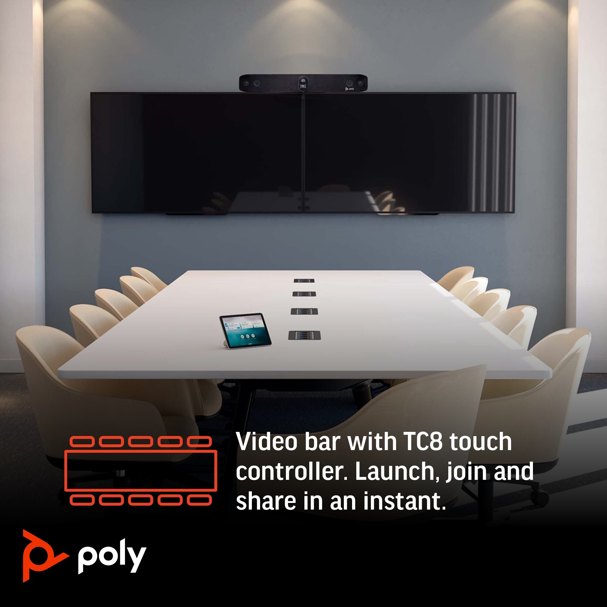 Poly Studio X70 All-In-One-Video-Bar mit TC8 Touch-Controller-Kit