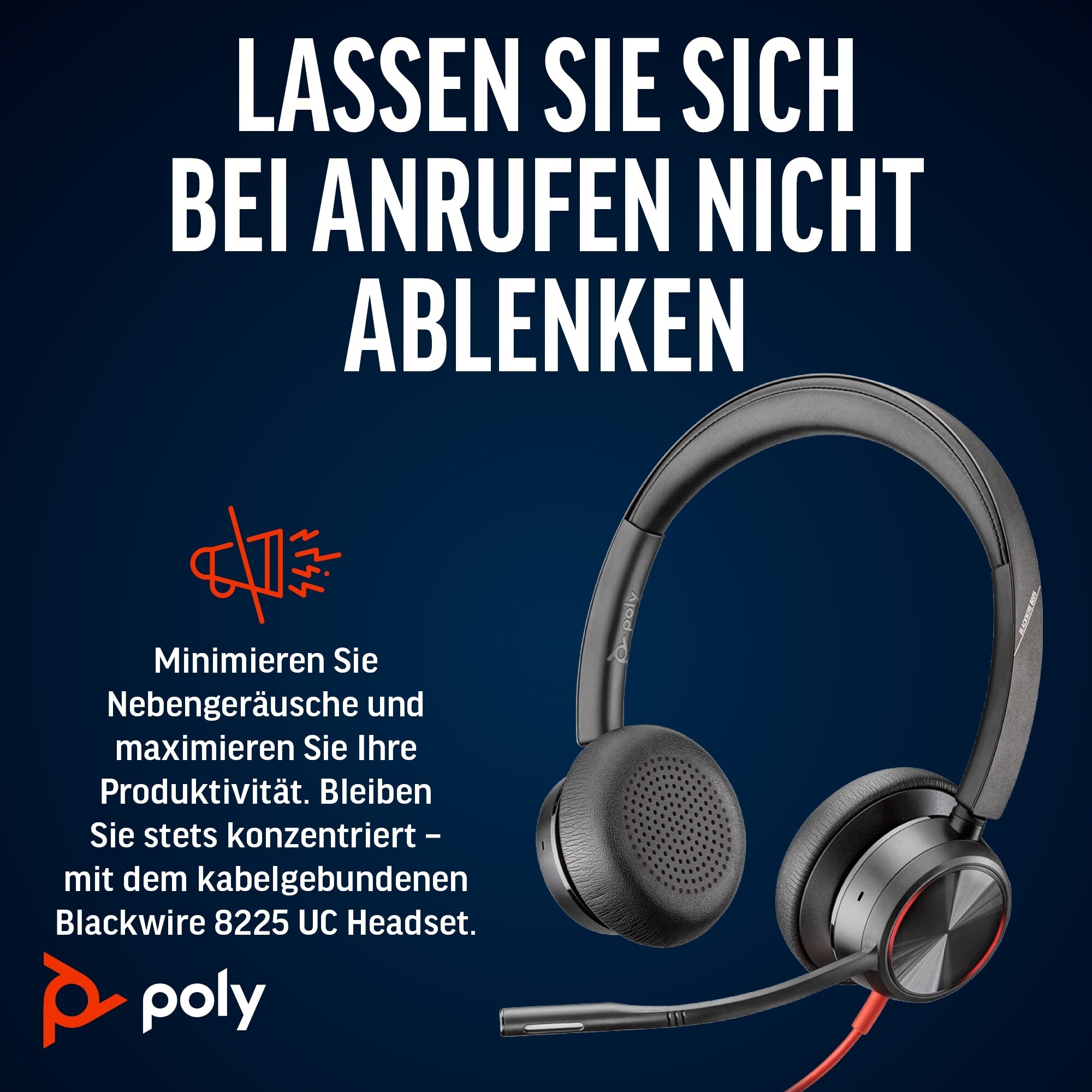 Poly Blackwire 8225 USB-C Stereo-Headset + USB-C/A-Adapter, ANC