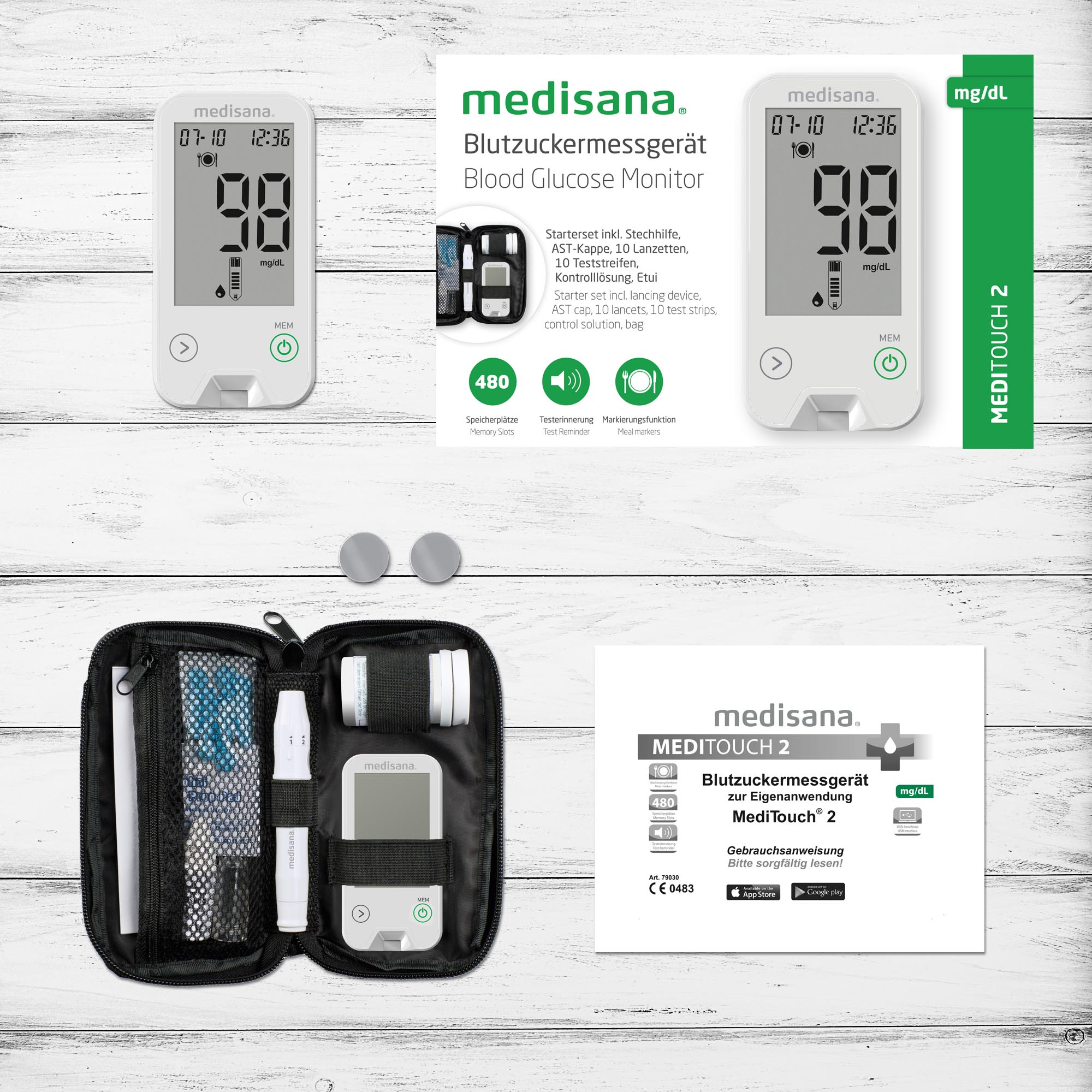 Medisana MediTouch 2 mg/dL Blutzuckermessgerät inkl. Starterset