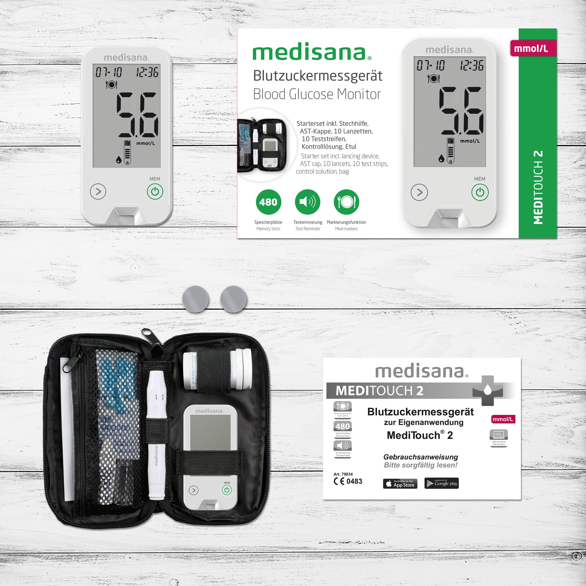 Medisana MediTouch 2 mmol/L Blutzuckermessgerät inkl. Starterset