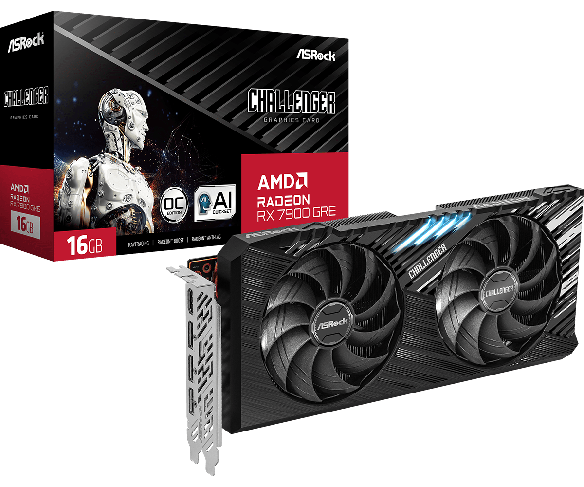 ASROCK AMD Radeon RX 7900 GRE Challenger 16GB OC Grafikkarte 16GB GDDR6 HDMI/DP