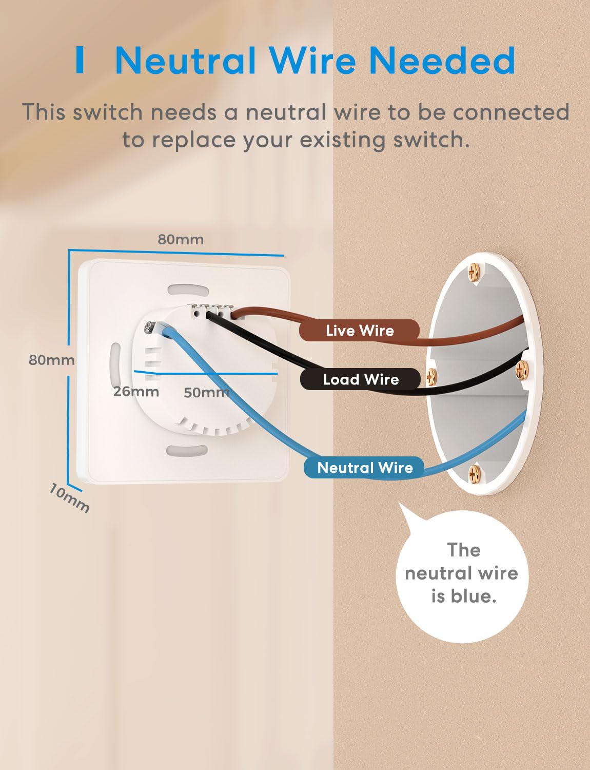 Meross Smart Wi-Fi 1 Way Wall Switch