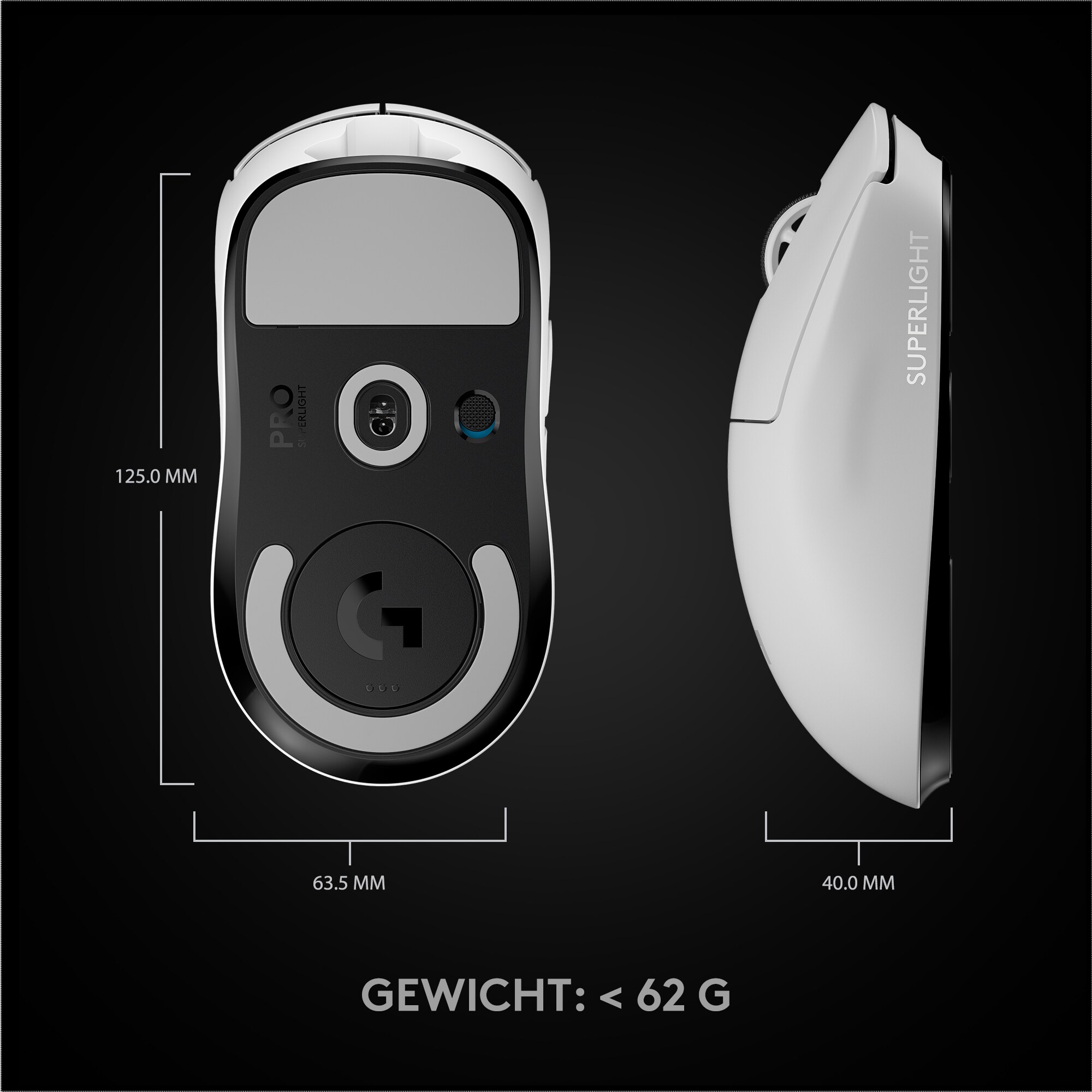 Logitech PRO X SUPERLIGHT Kabellose Gaming Maus weiß