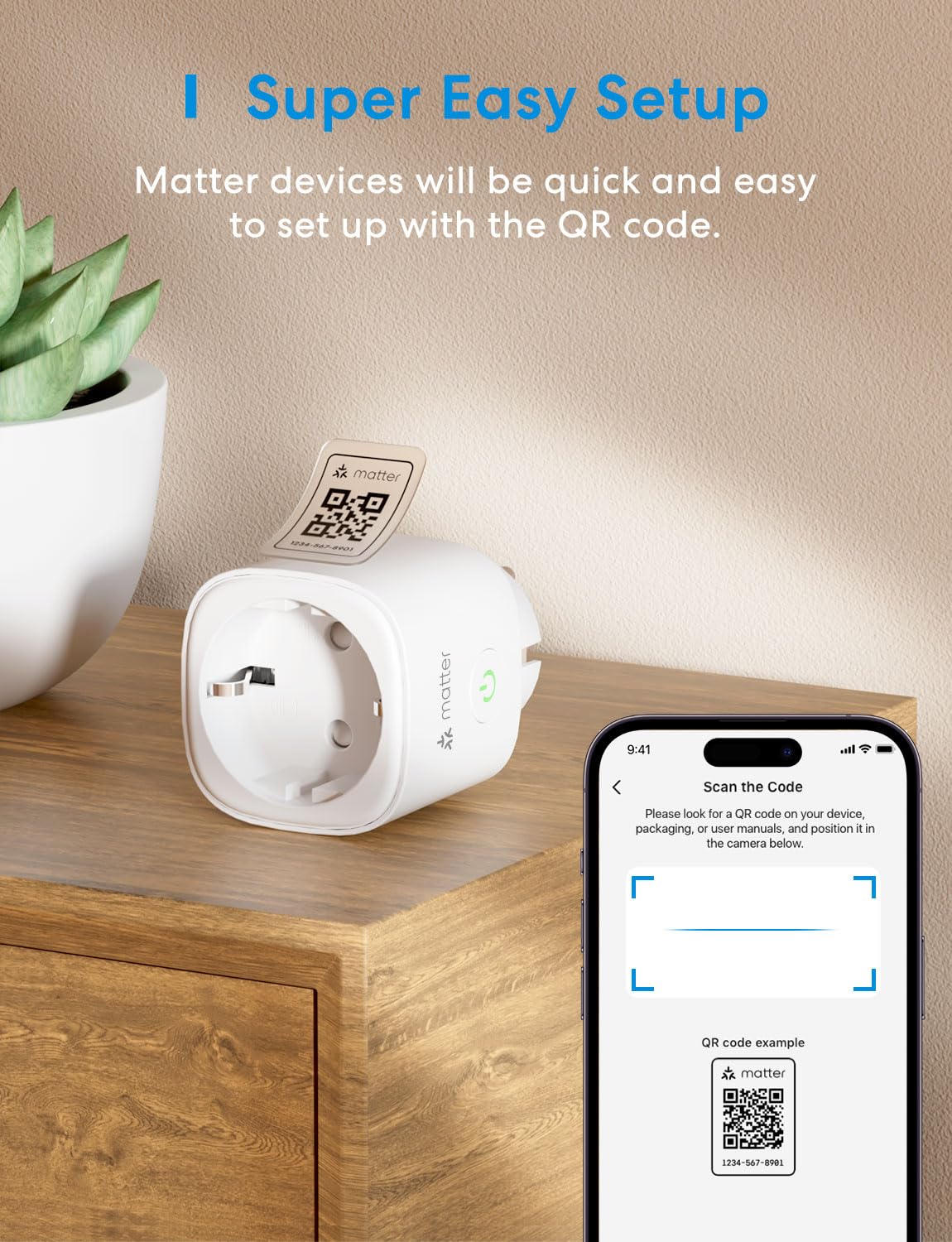 Meross Matter Compatible Smart Wi-Fi Plug with Energy Monitor