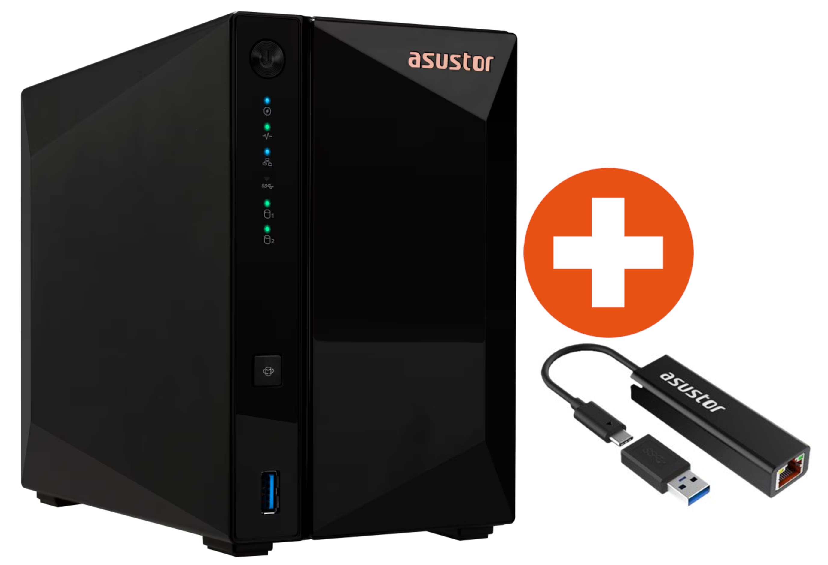 ASUSTOR AS5202T Nimbustor 2 NAS System 2-bay + AS-U2.5G2 - Netzwerkadapter