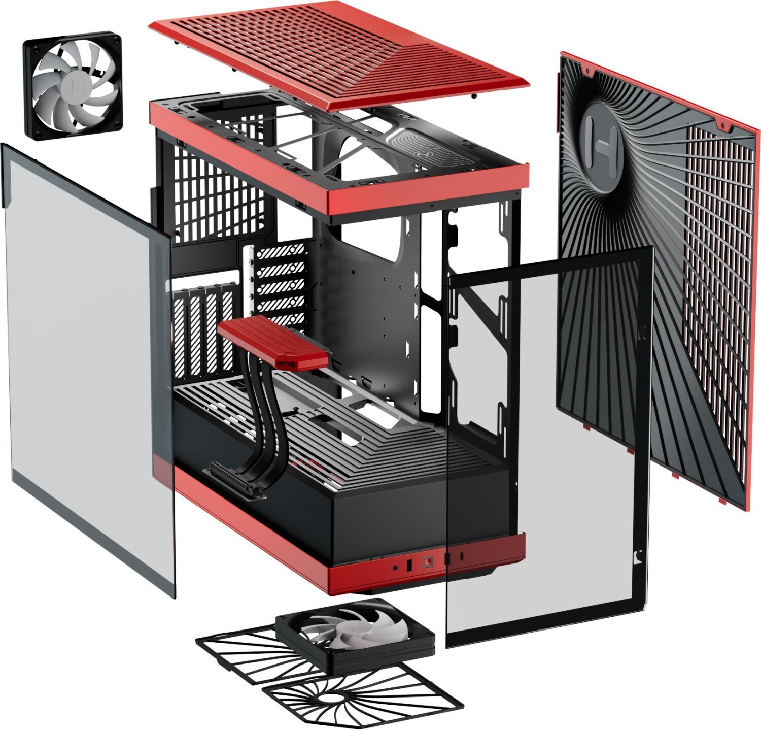 HYTE Y40 Red Black ATX-Midi-Tower Gehäuse rot/schwarz, Seitenfenster