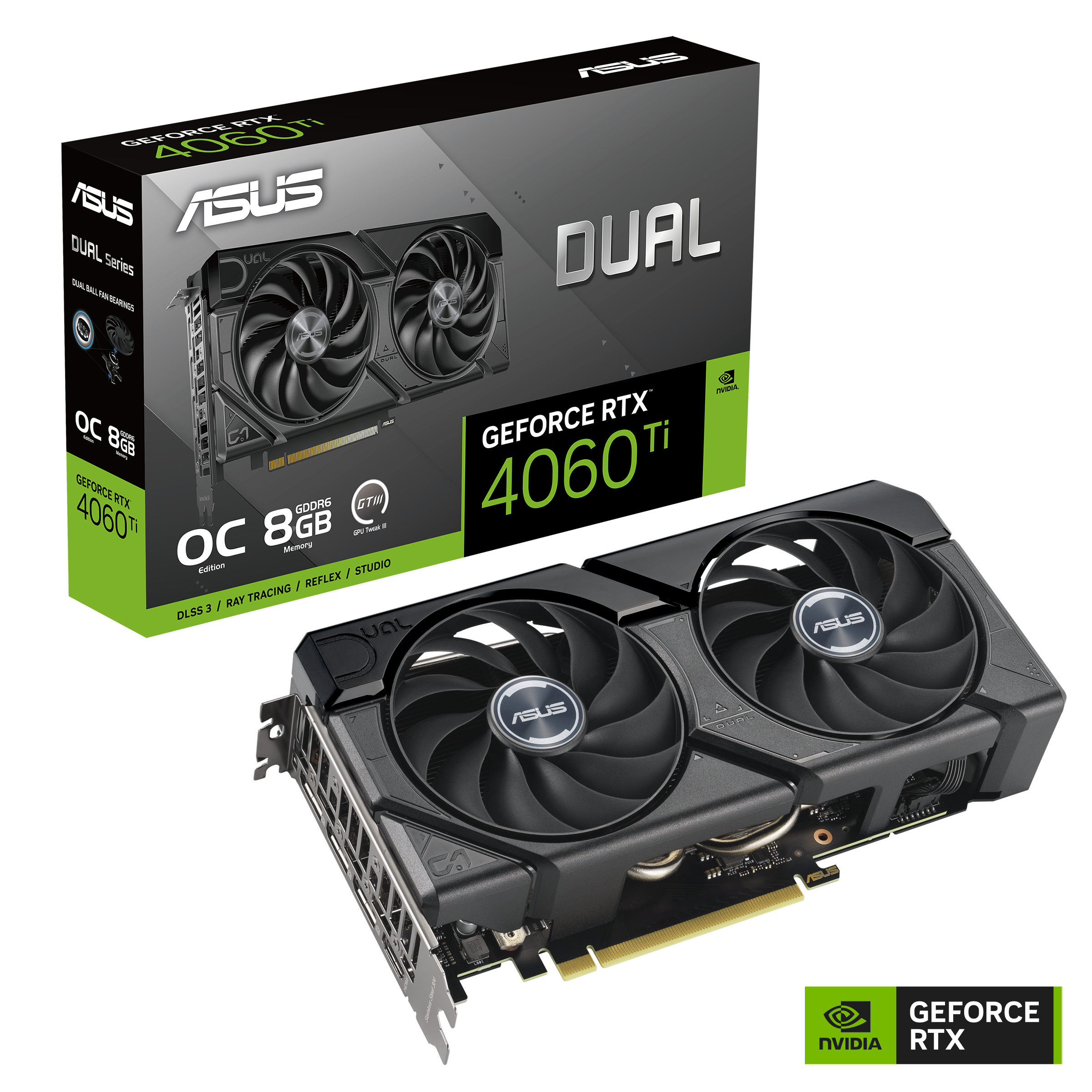 ASUS DUAL GeForce RTX 4060Ti EV OC Gaming Grafikkarte 8GB GDDR6, 1xHDMI, 3xDP