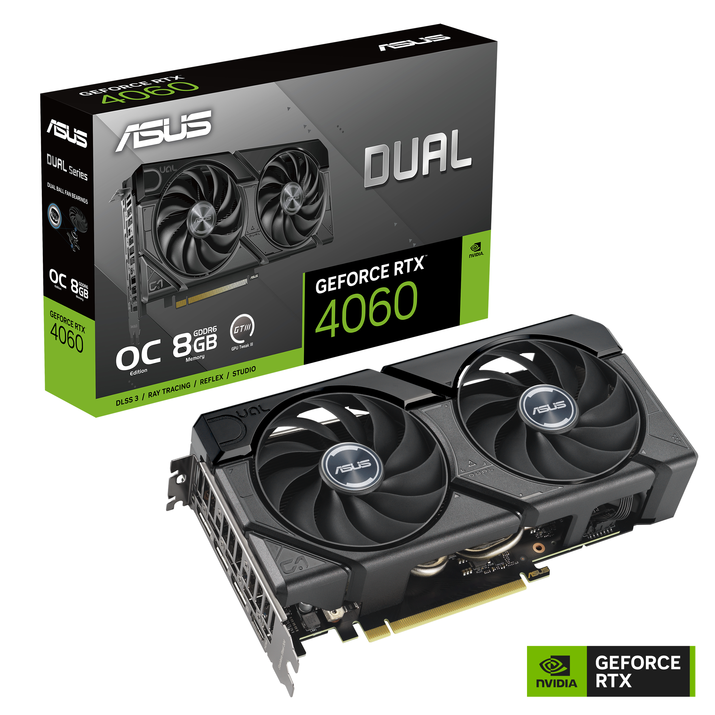 ASUS Dual GeForce RTX 4060 EVO OC Gaming Grafikkarte 8GB GDDR6, 1xHDMI, 3xDP