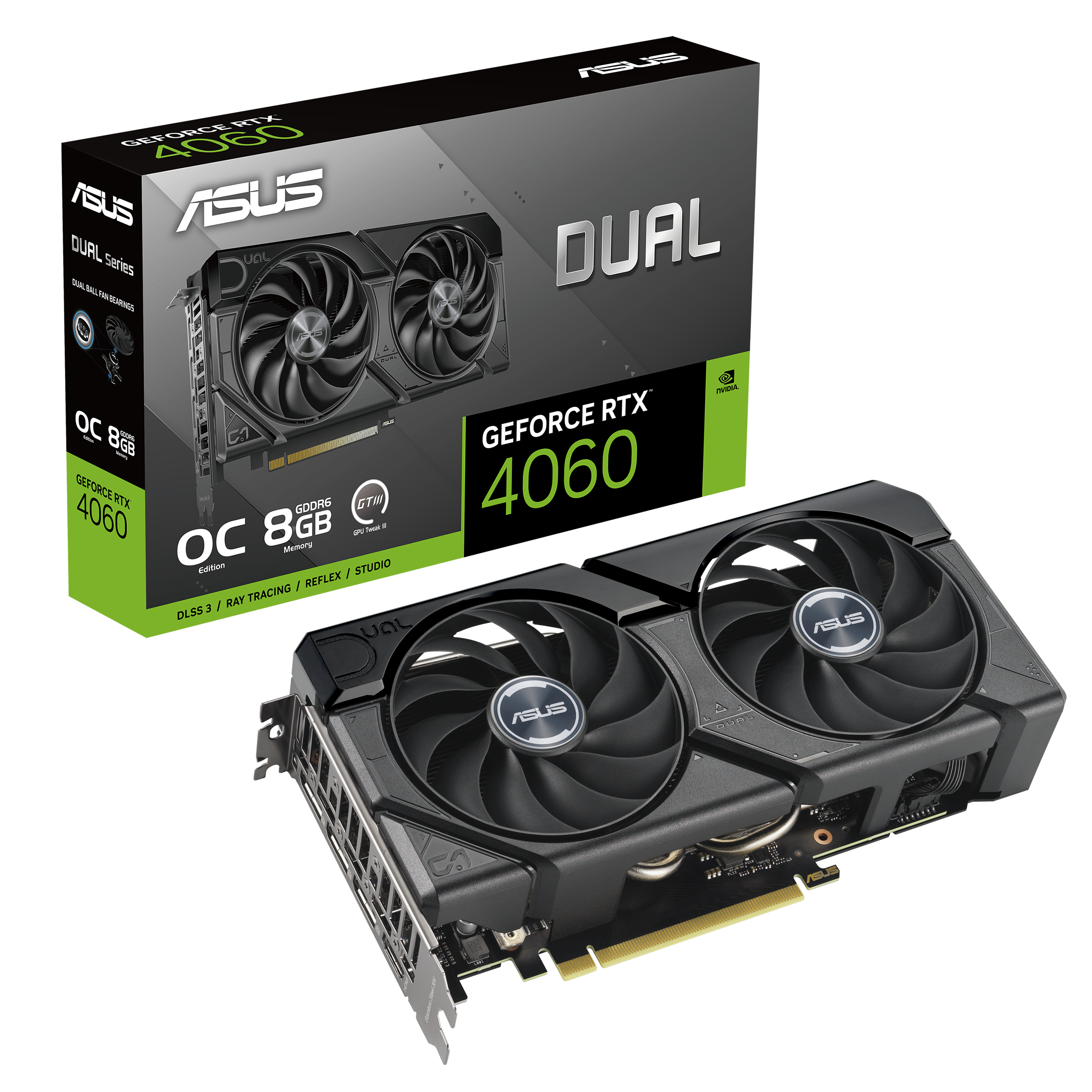 ASUS Dual GeForce RTX 4060 EVO OC Gaming Grafikkarte 8GB GDDR6, 1xHDMI, 3xDP