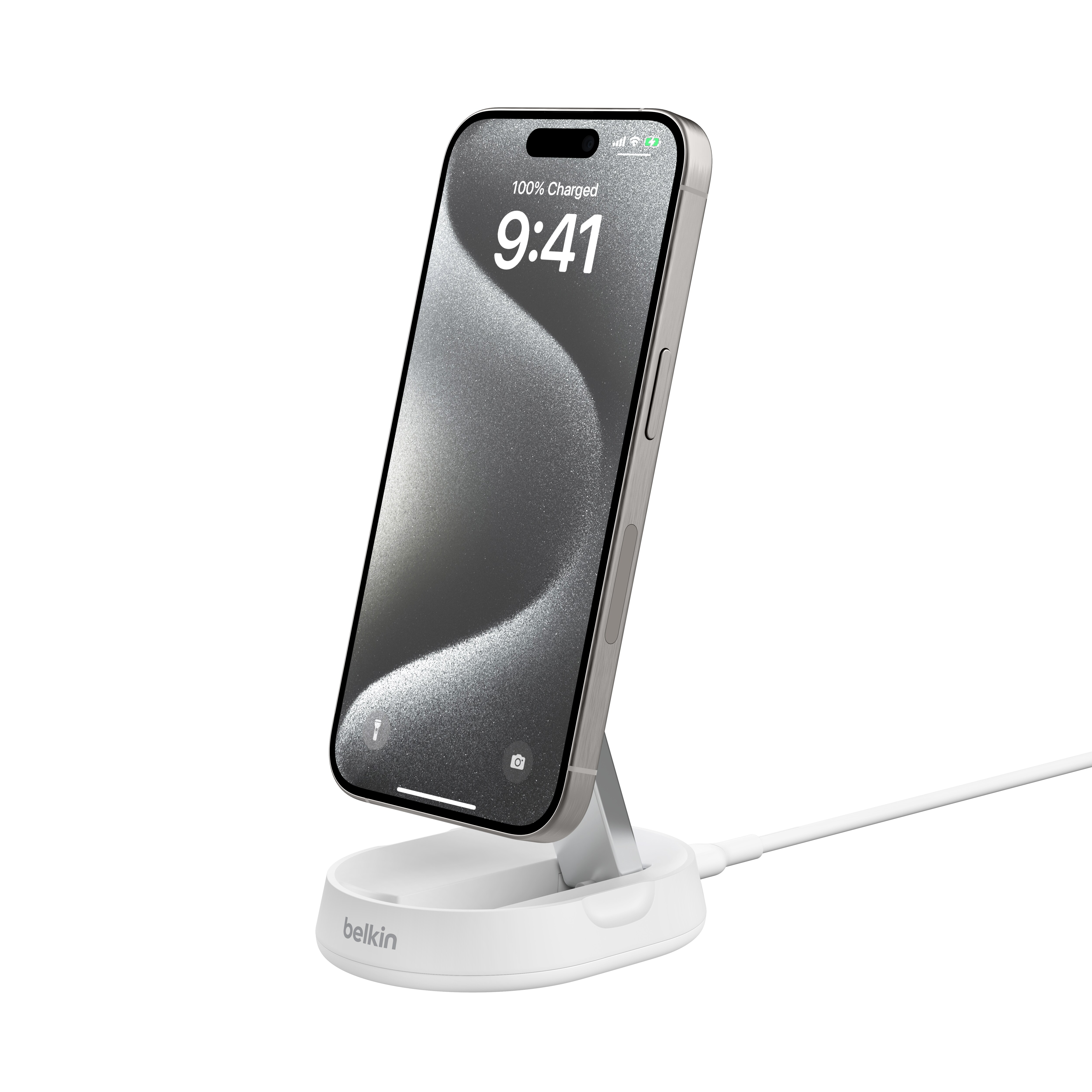 Belkin BOOST CHARGE PRO Qi2 15W magnetisch, verstellbar, 1.5m Kabel, weiß